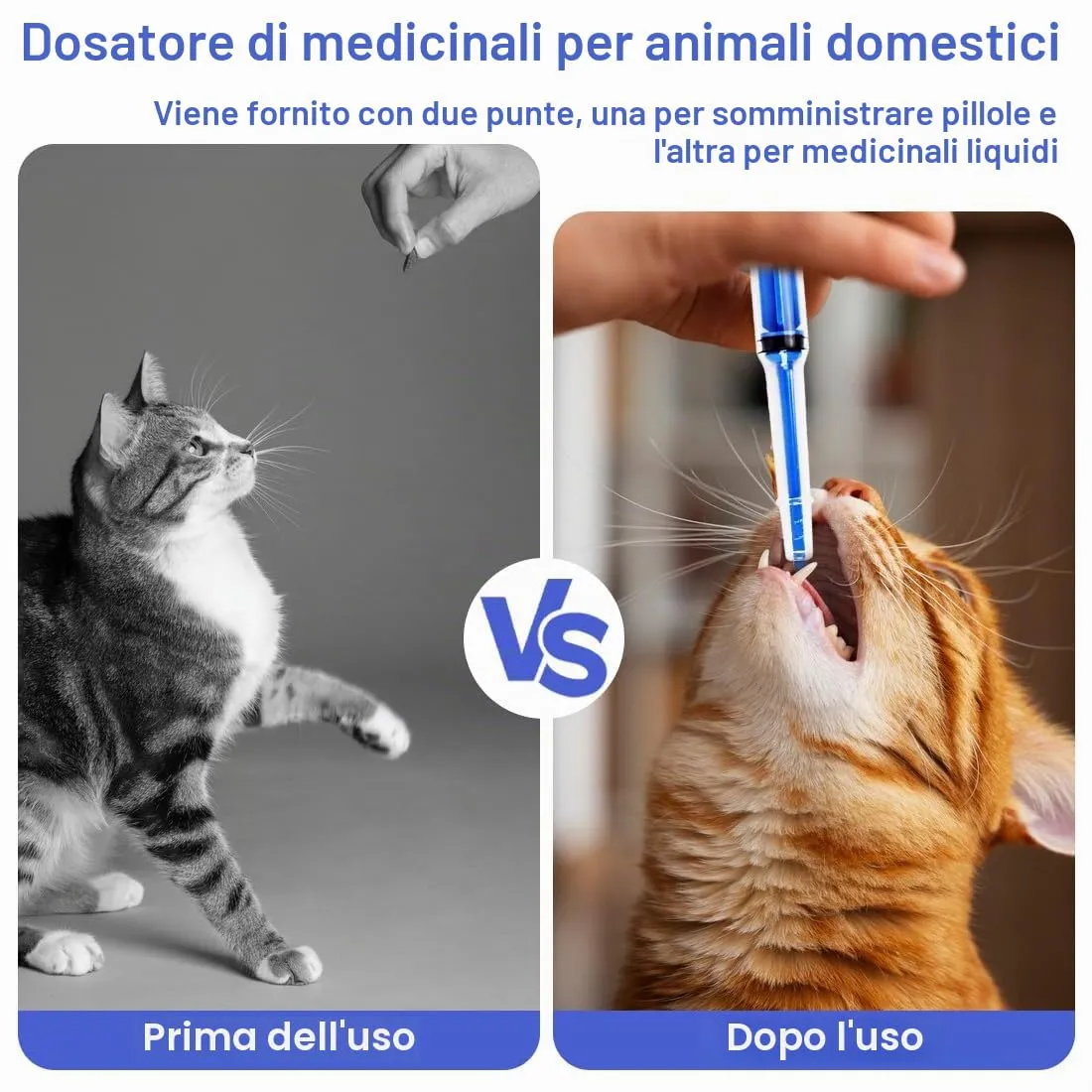 SGERUFZ Sparapillole per Gatti Wiederverwendabile, Sicura ed Efficace Siringa per Pillole/Liquidi/Capsule con Punta in Silicone (blu) - immagine 4