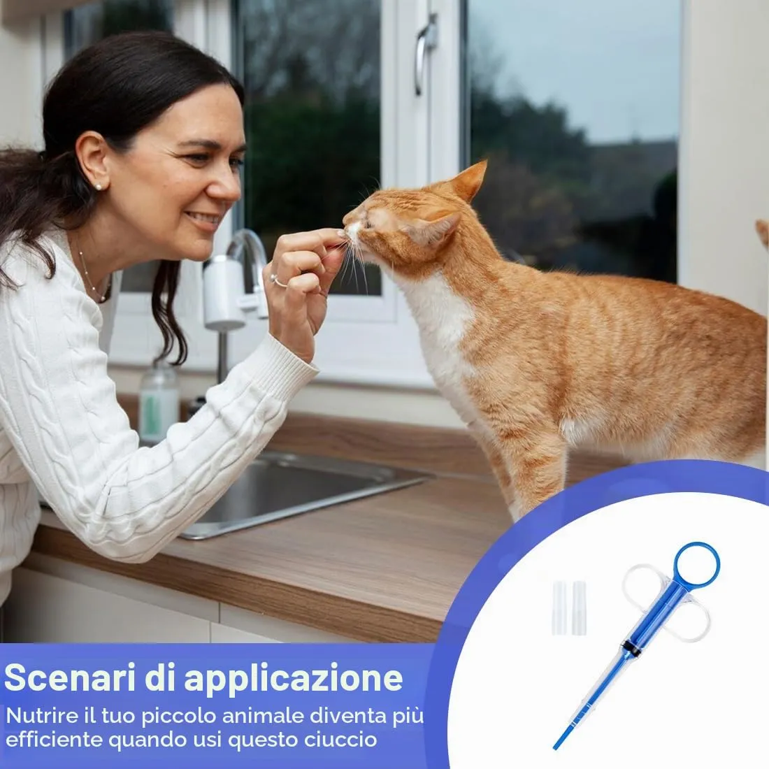 SGERUFZ Sparapillole per Gatti Wiederverwendabile, Sicura ed Efficace Siringa per Pillole/Liquidi/Capsule con Punta in Silicone (blu) - immagine 5