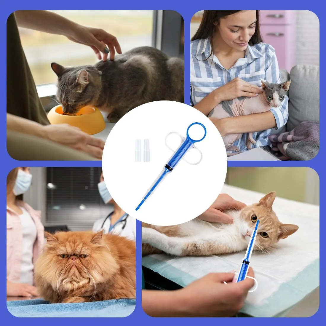 SGERUFZ Sparapillole per Gatti Wiederverwendabile, Sicura ed Efficace Siringa per Pillole/Liquidi/Capsule con Punta in Silicone (blu) - immagine 6