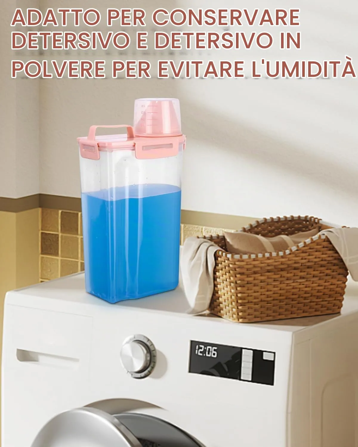 jutyum 2Pcs Contenitore Crocchette Cane 3L, Contenitori per Alimenti, Barattoli Cucina, Dispenser Detersivo Lavatrice, Organizer Cucina, Trasparente Contenitore Crocchette Gatto con Misurino - immagine 7