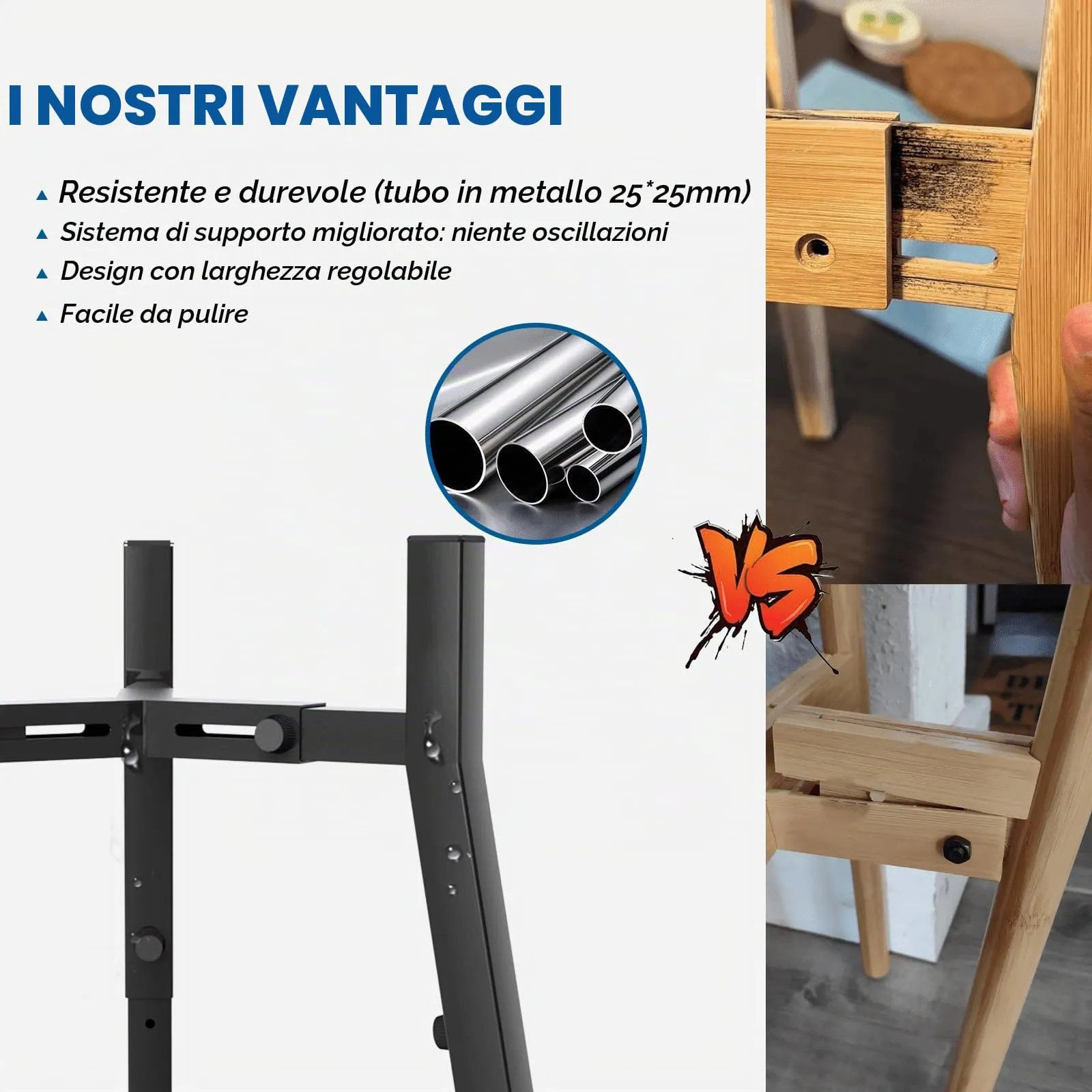 Supporto Regolabile per Ciotola Rialzata per Cani di Taglia Grande - Altezza 3 Livelli per Ciotole 17,8-27,2 cm - immagine 3
