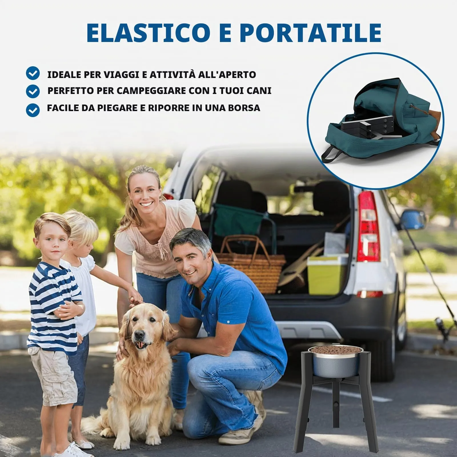 Supporto Regolabile per Ciotola Rialzata per Cani di Taglia Grande - Altezza 3 Livelli per Ciotole 17,8-27,2 cm - immagine 6