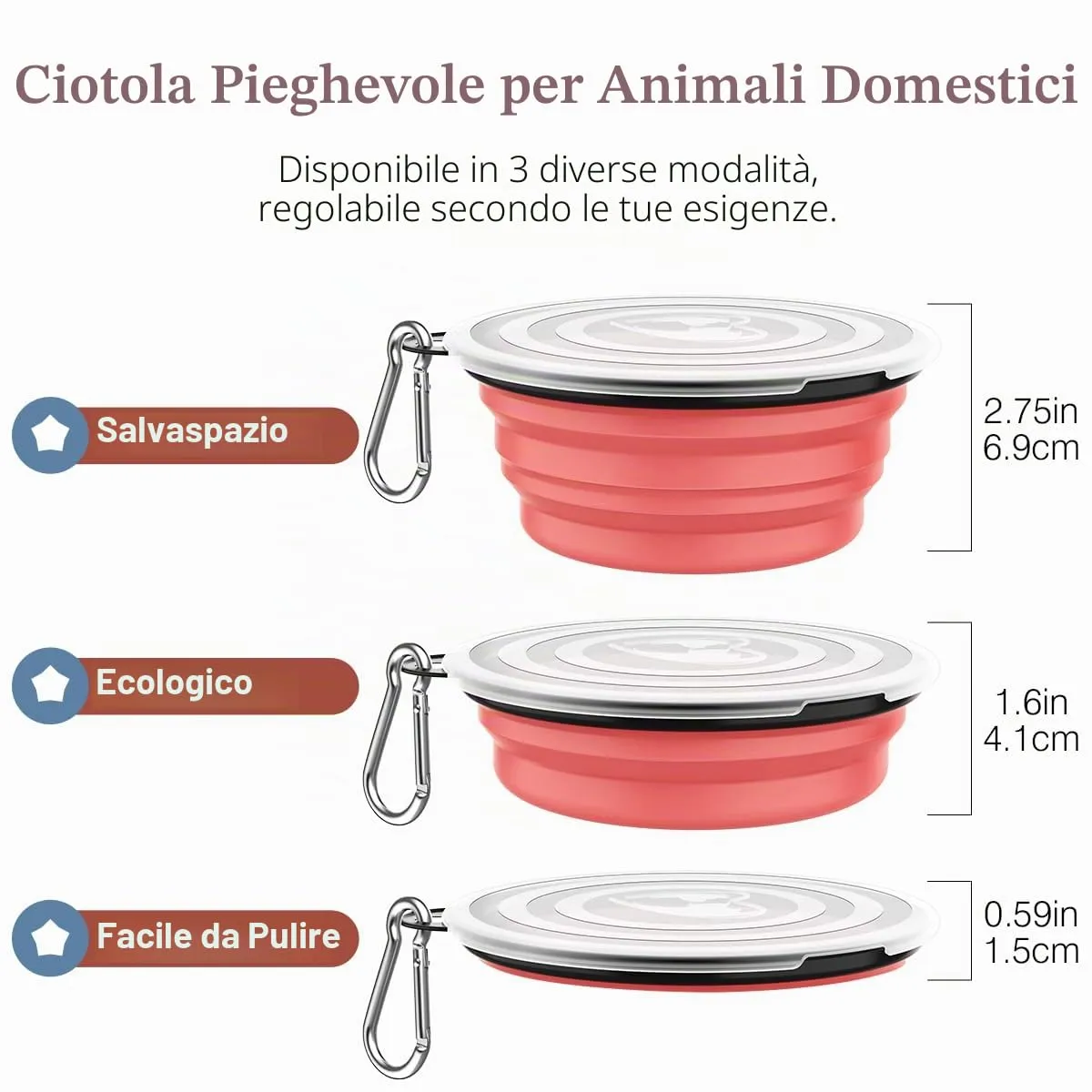 Pawaboo Set da 2 ciotole da viaggio pieghevoli per cani con coperchio - immagine 6