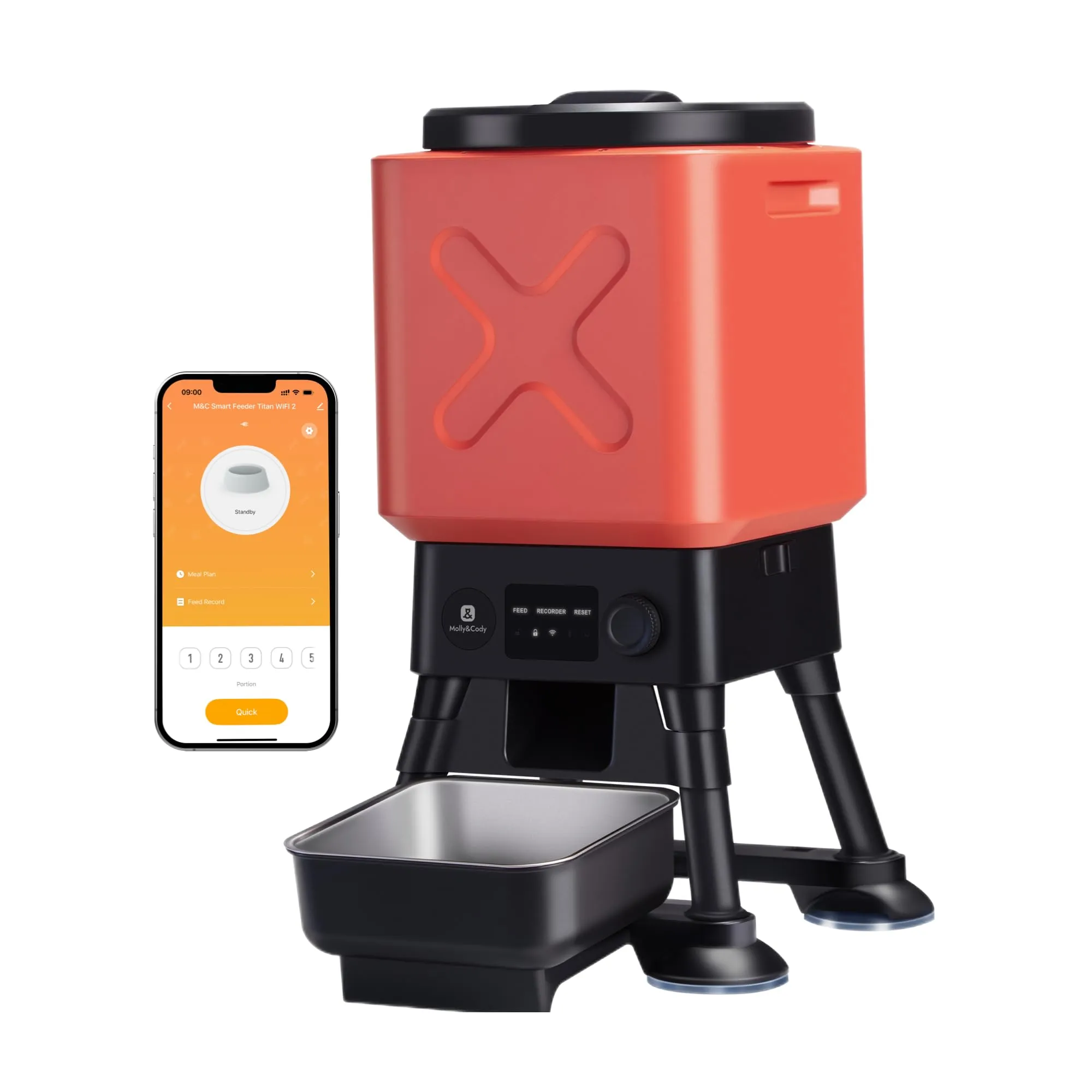 Alimentatore automatico per cani di taglia grande, capacità 14L, alimentazione remota, sistema anti-blocco, distributore automatico di cibo per cani a tempo, controllo app WiFi 2.4G, doppia - immagine 1