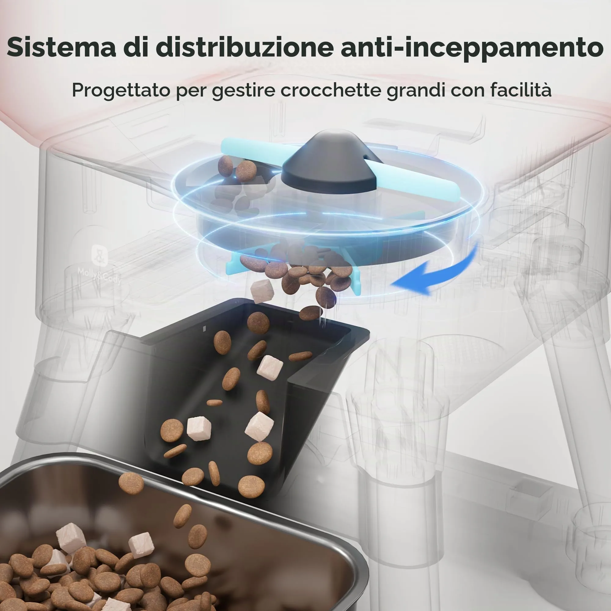 Alimentatore automatico per cani di taglia grande, capacità 14L, alimentazione remota, sistema anti-blocco, distributore automatico di cibo per cani a tempo, controllo app WiFi 2.4G, doppia - immagine 3