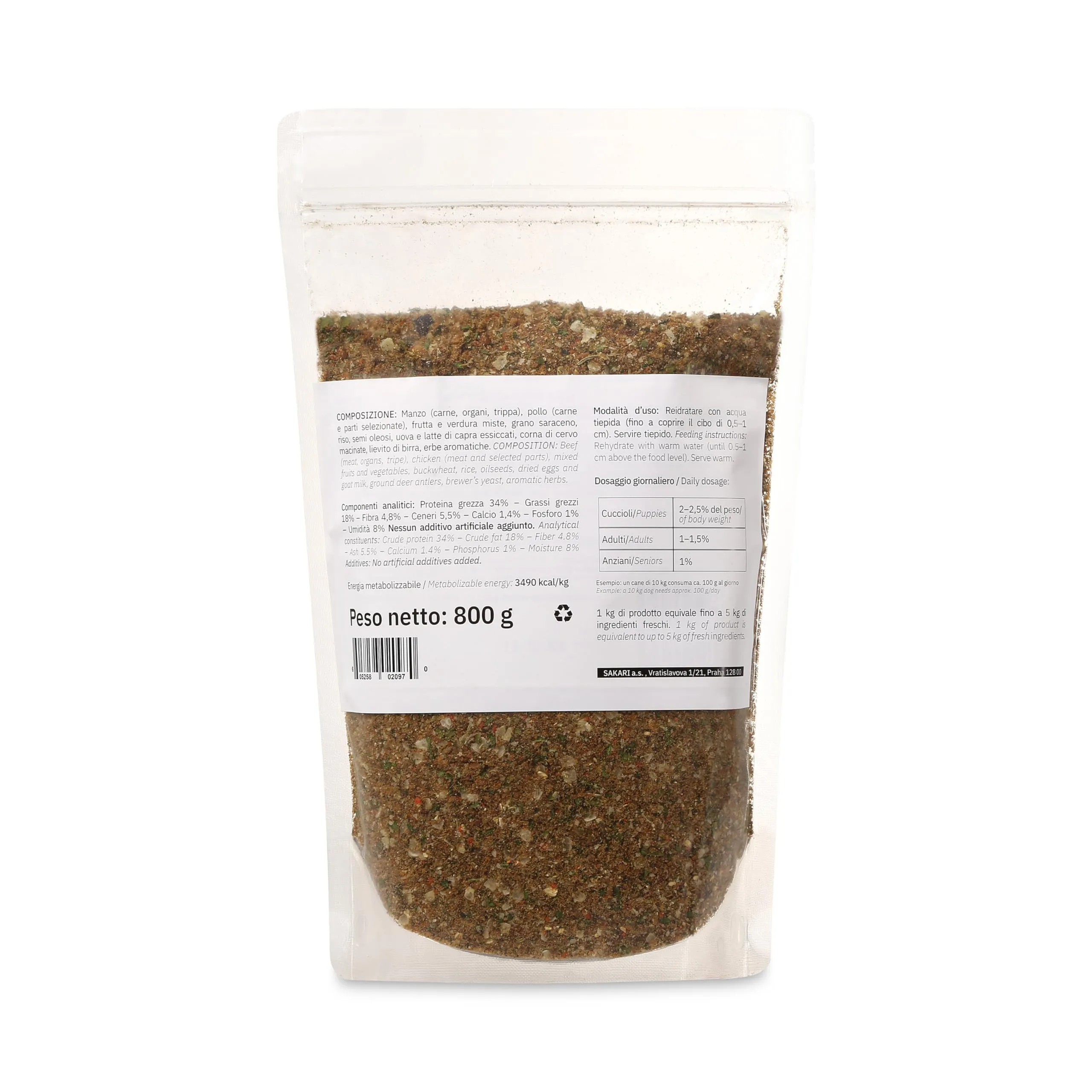 SELVADEGO | Cibo Naturale per Cani – Manzo e Pollo – Alimento Completo Ispirato alla Dieta BARF – 100% Naturale, Digeribile e Facile da Preparare – 800 g - immagine 2