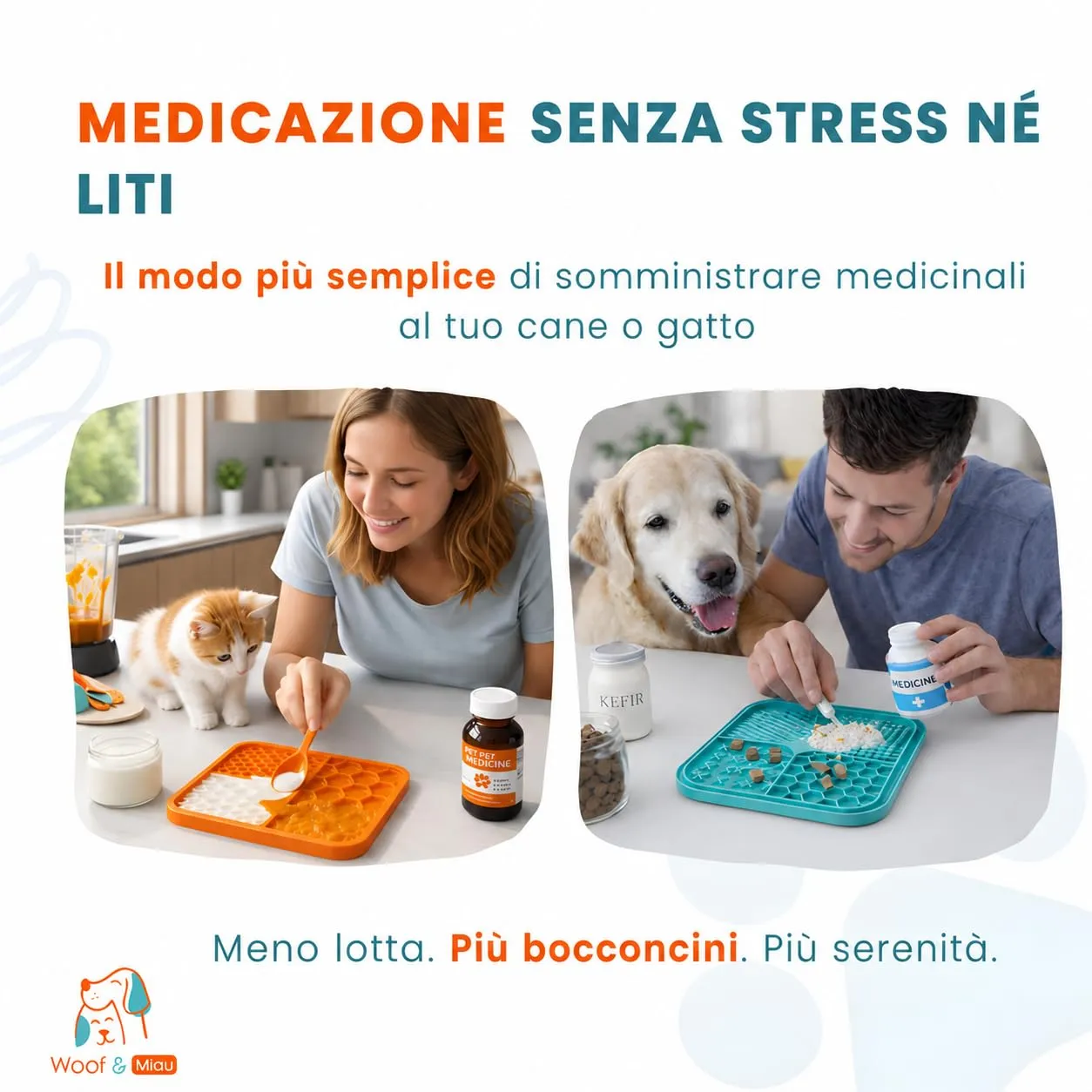 WOOF&MIAU® 2 PCS tappetini da leccare per cani e gatti + spatola + coperchio in silicone + ricette | Mangiatoia lenta (Slow Feeder) | Aiuta a controllare l'ansia e favorisce la digestione - immagine 4