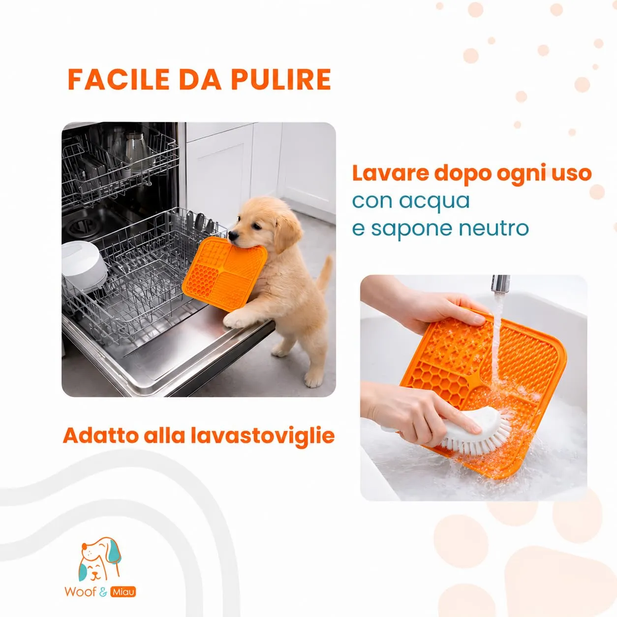 WOOF&MIAU® 2 PCS tappetini da leccare per cani e gatti + spatola + coperchio in silicone + ricette | Mangiatoia lenta (Slow Feeder) | Aiuta a controllare l'ansia e favorisce la digestione - immagine 8
