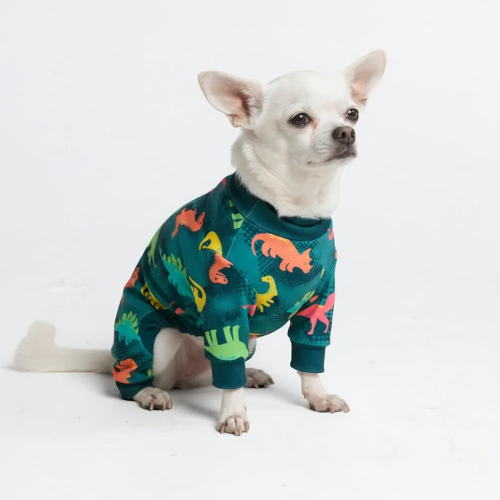 Spark Paws Pigiama per cani, tuta da recupero per cani da uomo, tuta intera ultra morbida e elasticizzata in 4 direzioni, per razze piccole, medie e grandi, dinosauri, S - immagine 1