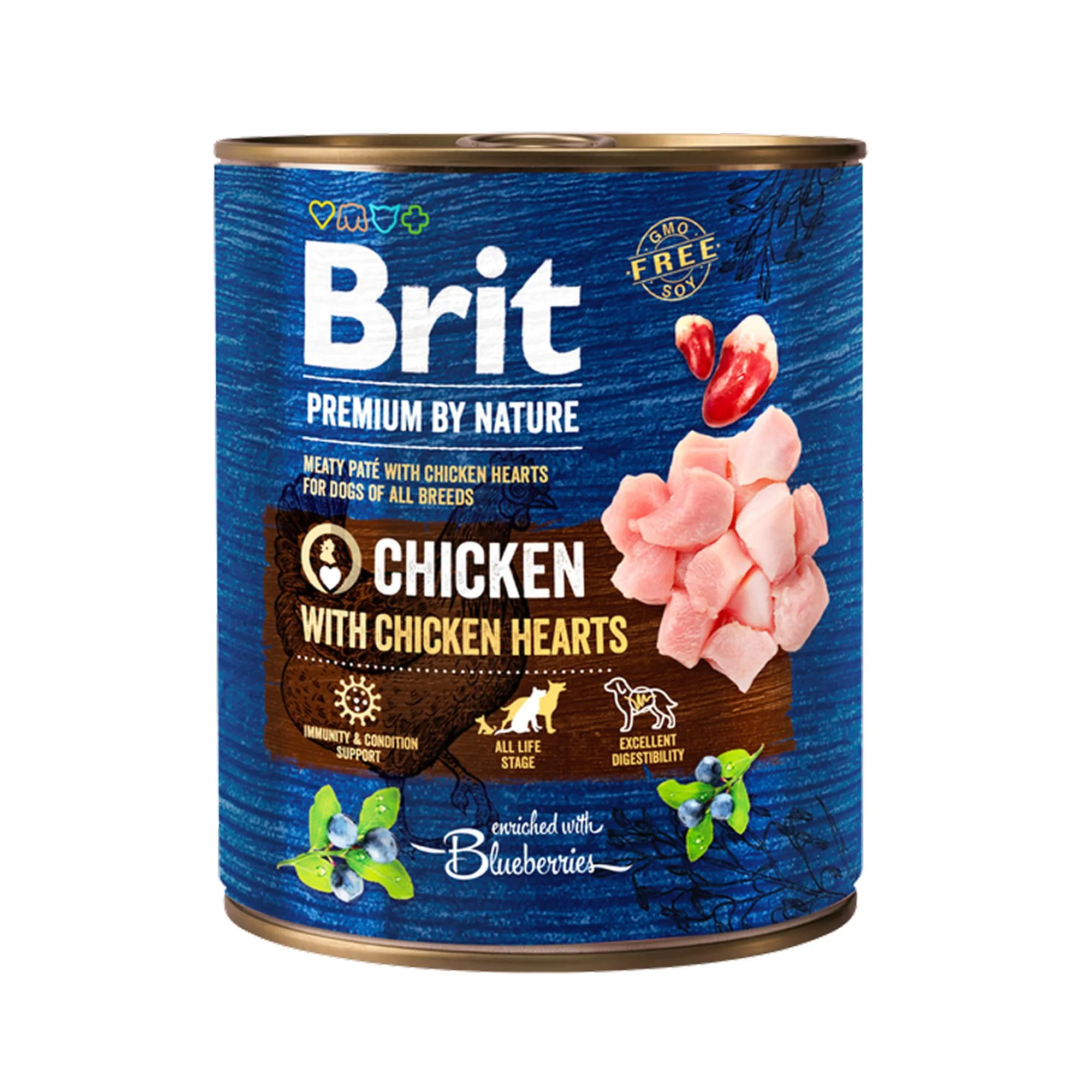 Brit Premium Cibo Umido per Cani, Pollo con Cuori di Pollo, 6 x 800 g - immagine 2