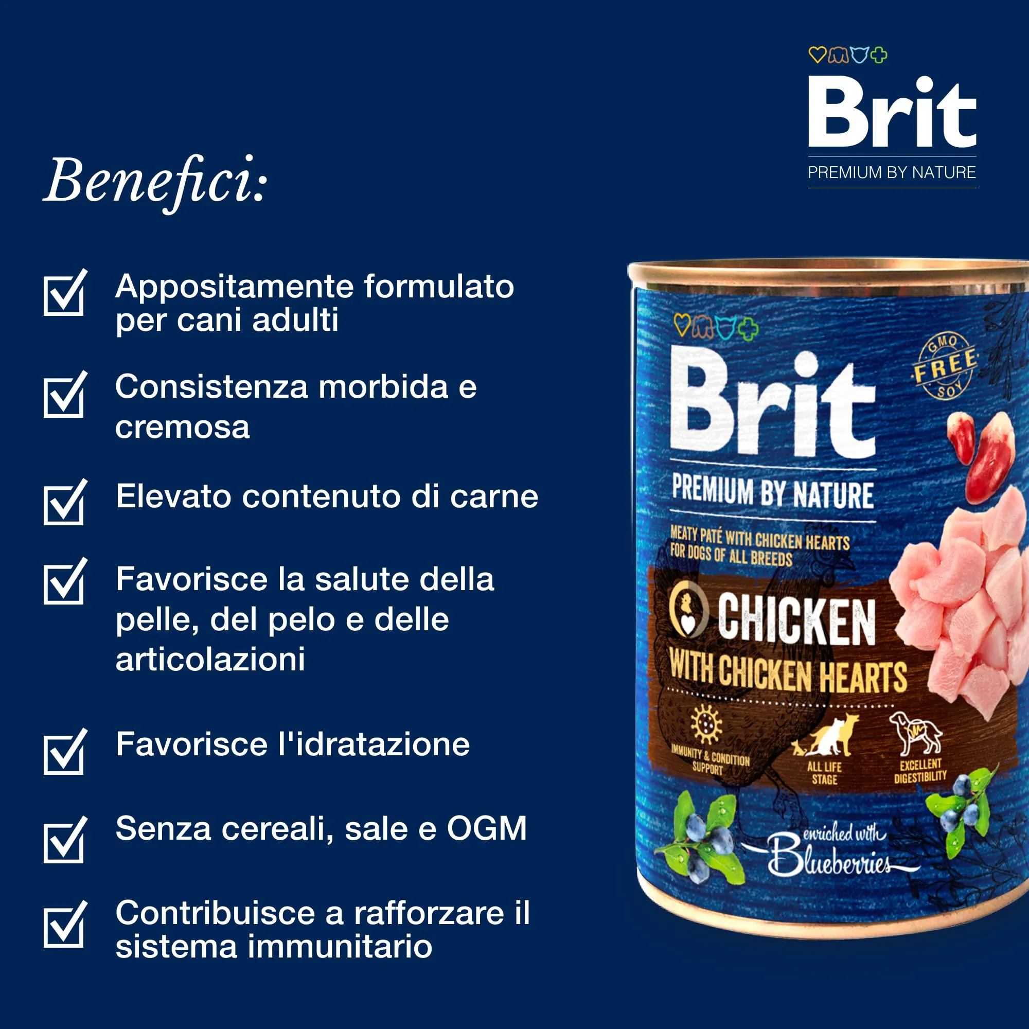 Brit Premium Cibo Umido per Cani, Pollo con Cuori di Pollo, 6 x 800 g - immagine 3