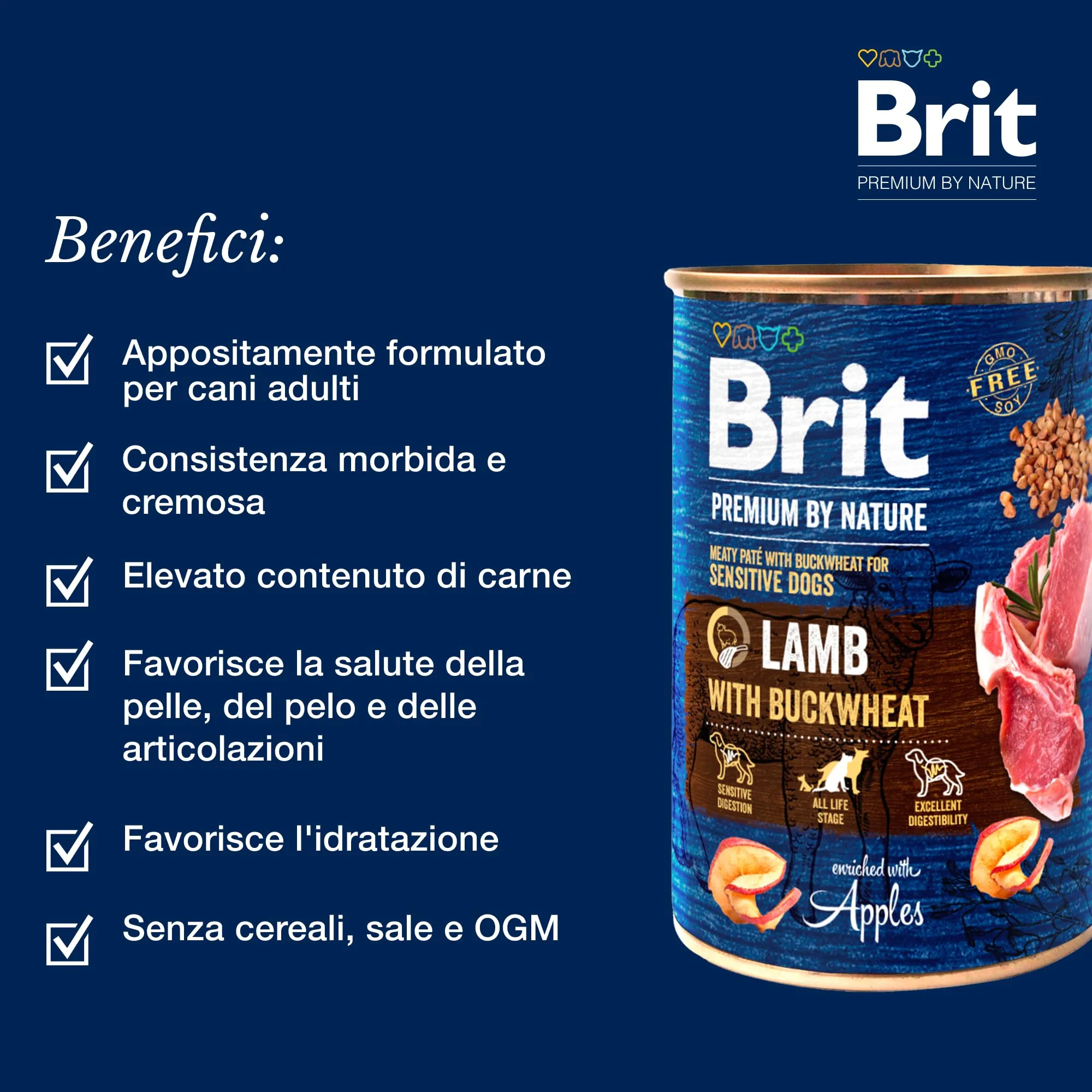 Brit Premium Cibo Umido per Cani, Agnello con Grano Saraceno, 6 x 800 g - immagine 3
