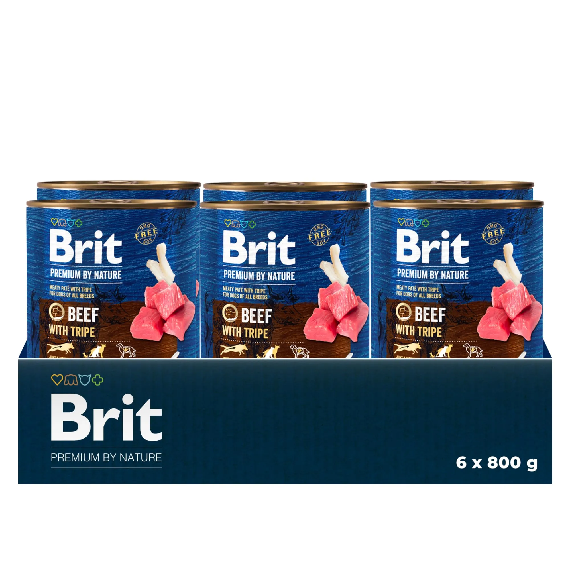 Brit Premium Cibo Umido per Cani, Manzo con Trippa, 6 x 800 g - immagine 1