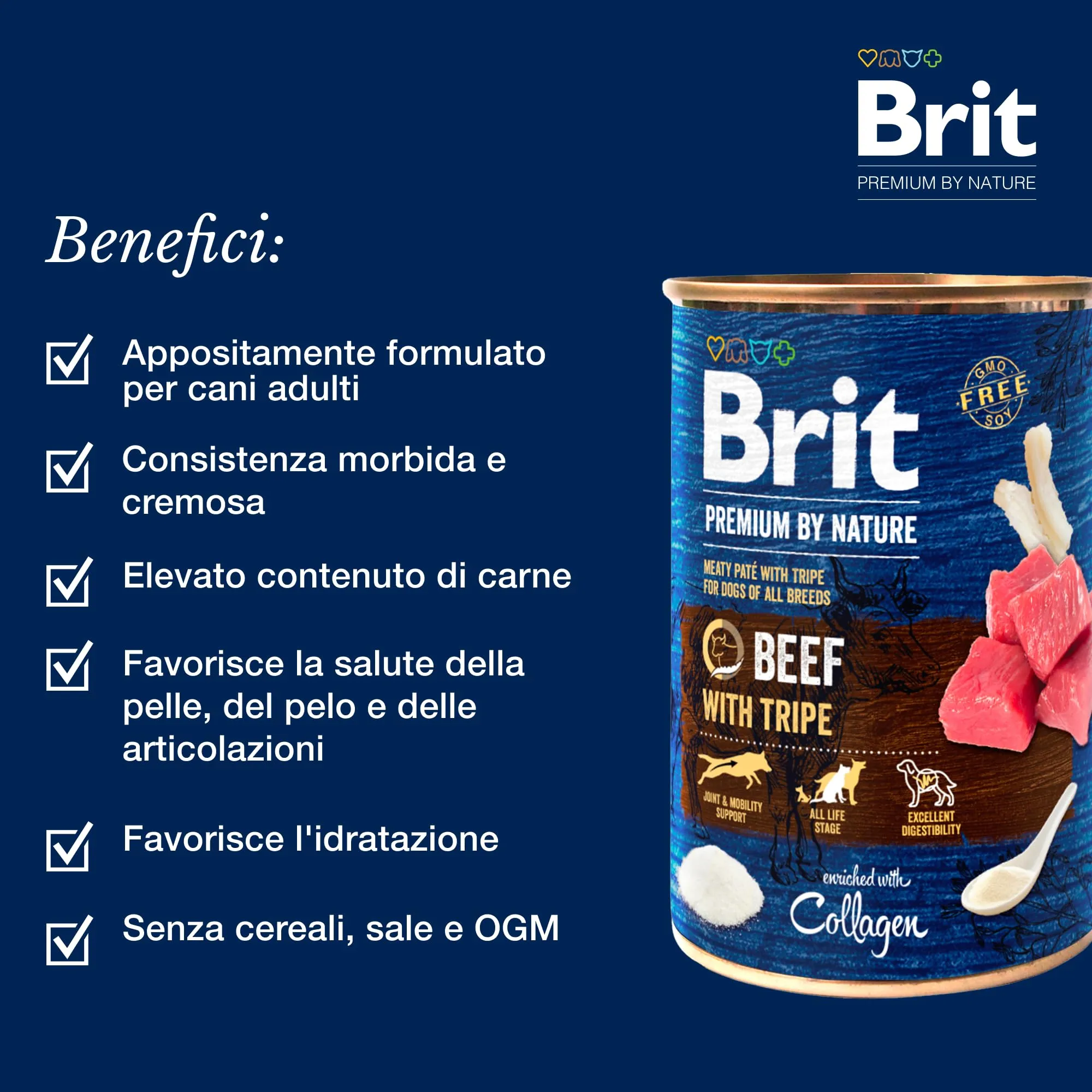 Brit Premium Cibo Umido per Cani, Manzo con Trippa, 6 x 800 g - immagine 3