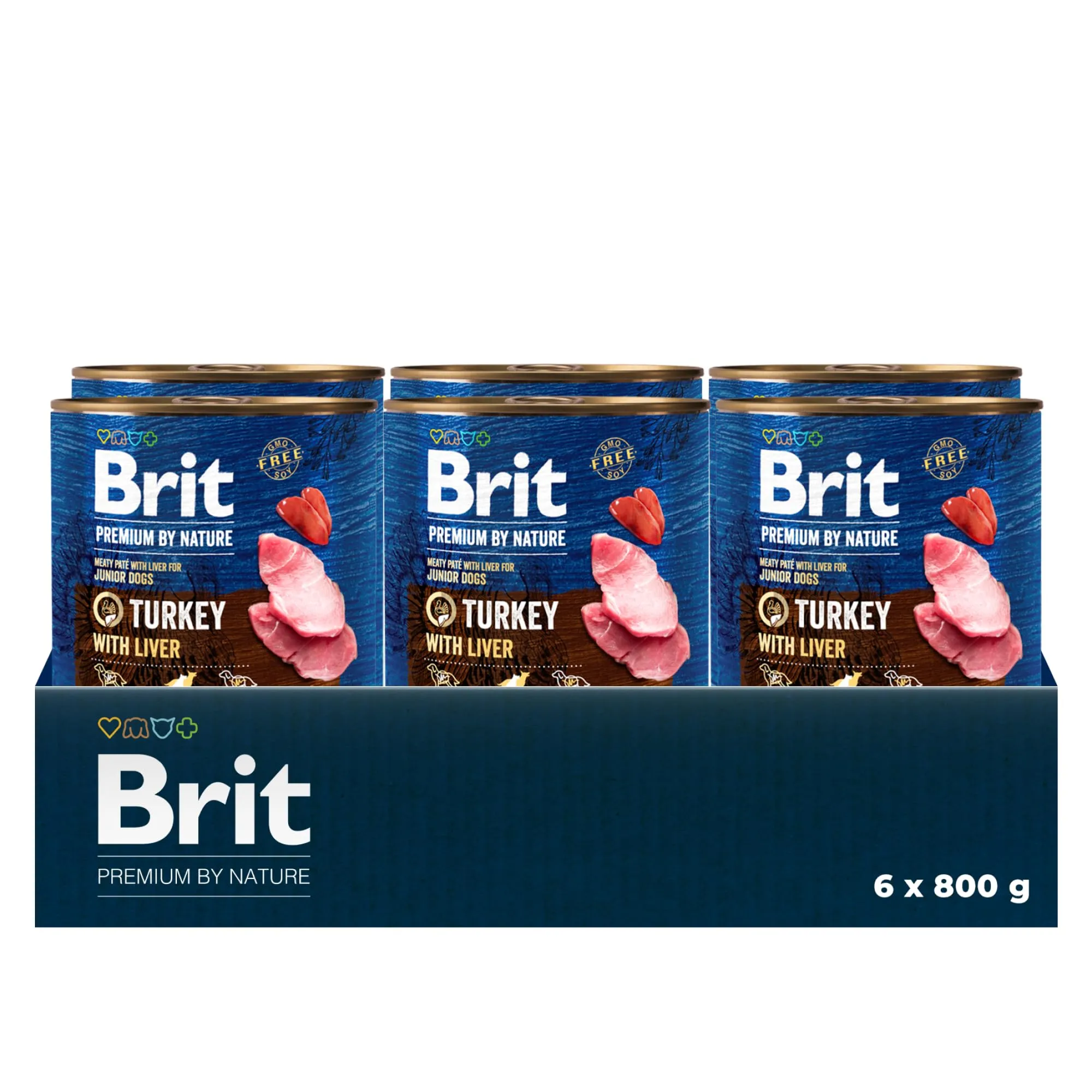 Brit Premium Cibo Umido per Cani, Tacchino con Fegato, 6 x 800 g - immagine 1