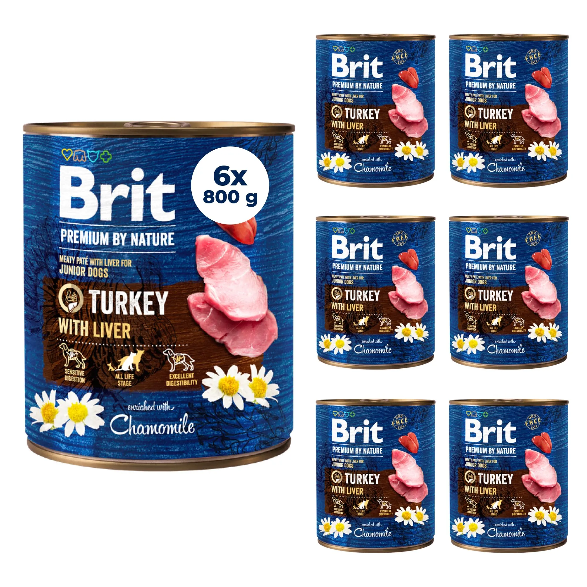 Brit Premium Cibo Umido per Cani, Tacchino con Fegato, 6 x 800 g - immagine 2