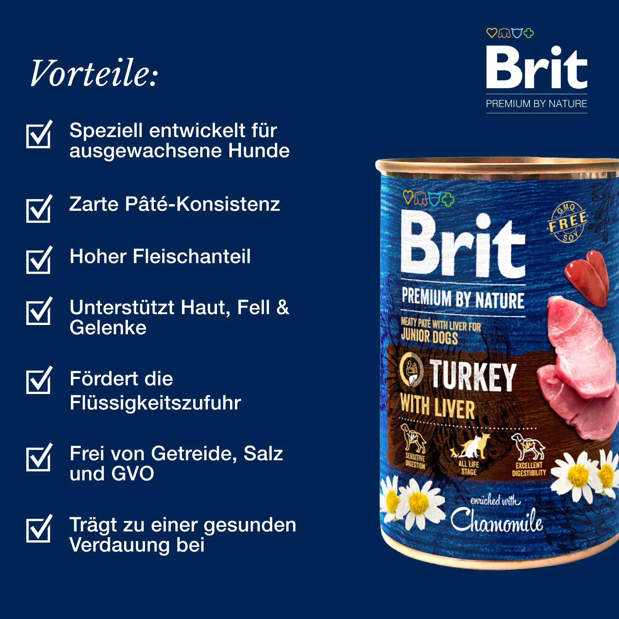 Brit Premium Cibo Umido per Cani, Tacchino con Fegato, 6 x 800 g - immagine 3