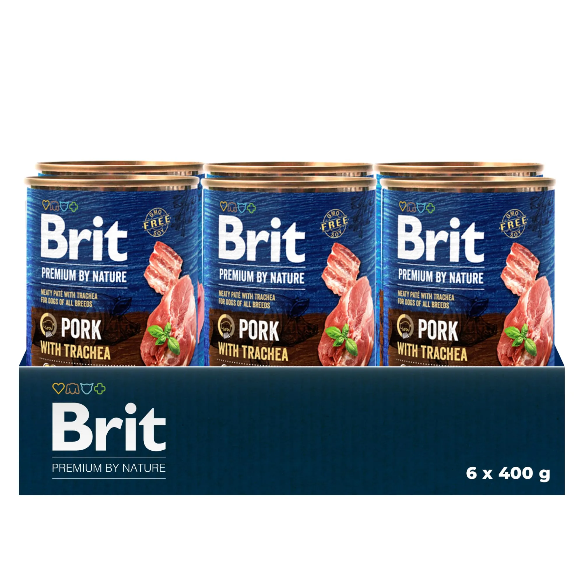 Brit Premium Cibo Umido per Cani, Maiale con Trachea, 6 x 400 g - immagine 1