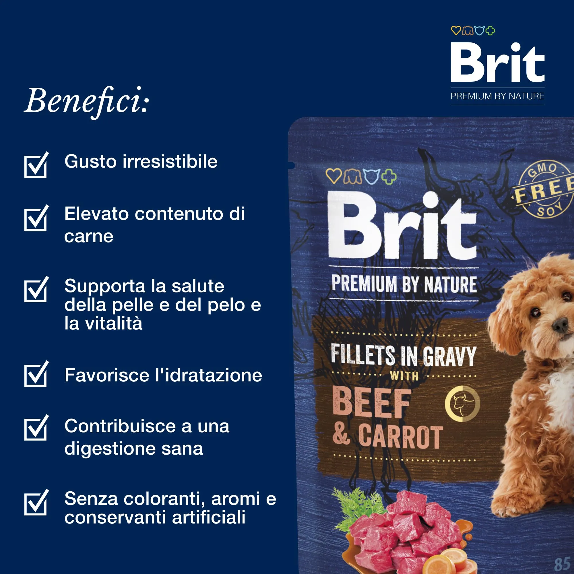 Brit Premium Cibo Umido per Cani, Filetti di Manzo e Carote, 24 x 85 g - immagine 3