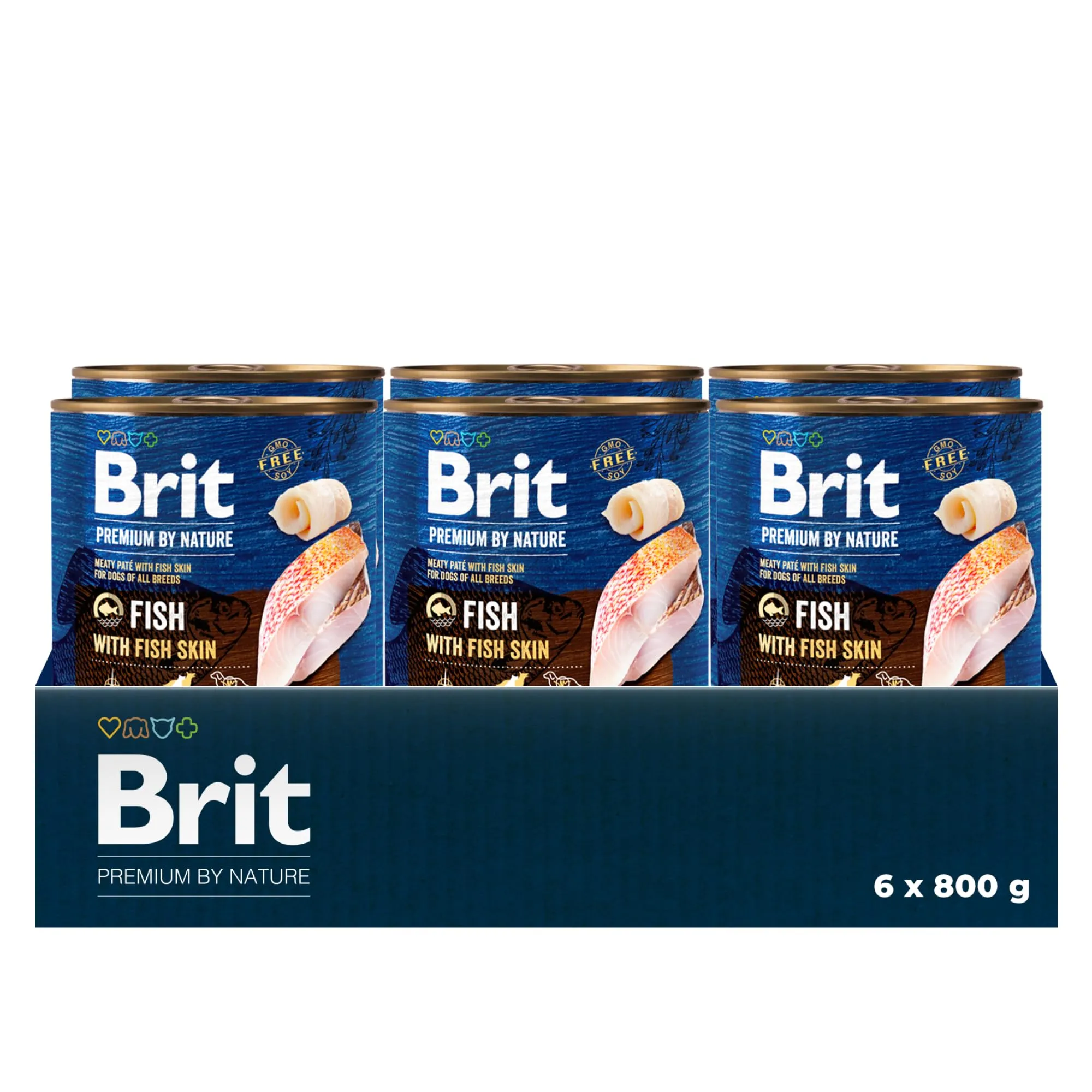 Brit Premium Cibo Umido per Cani, Pesce con Pelle di Pesce, 6 x 800 g - immagine 1