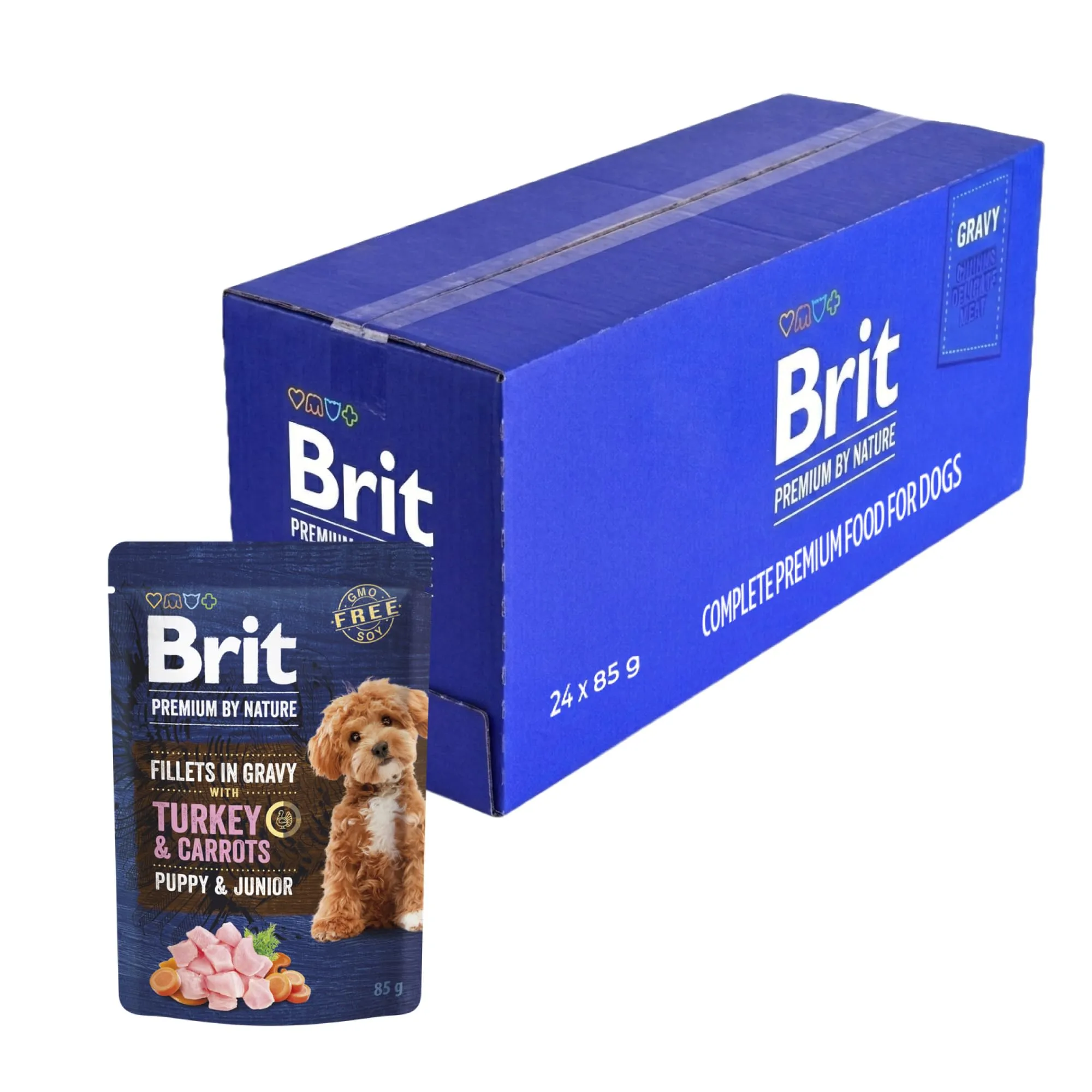 Brit Premium Cibo umido per Cuccioli, Filetti di Tacchino e Carote, 24x85 g - immagine 1