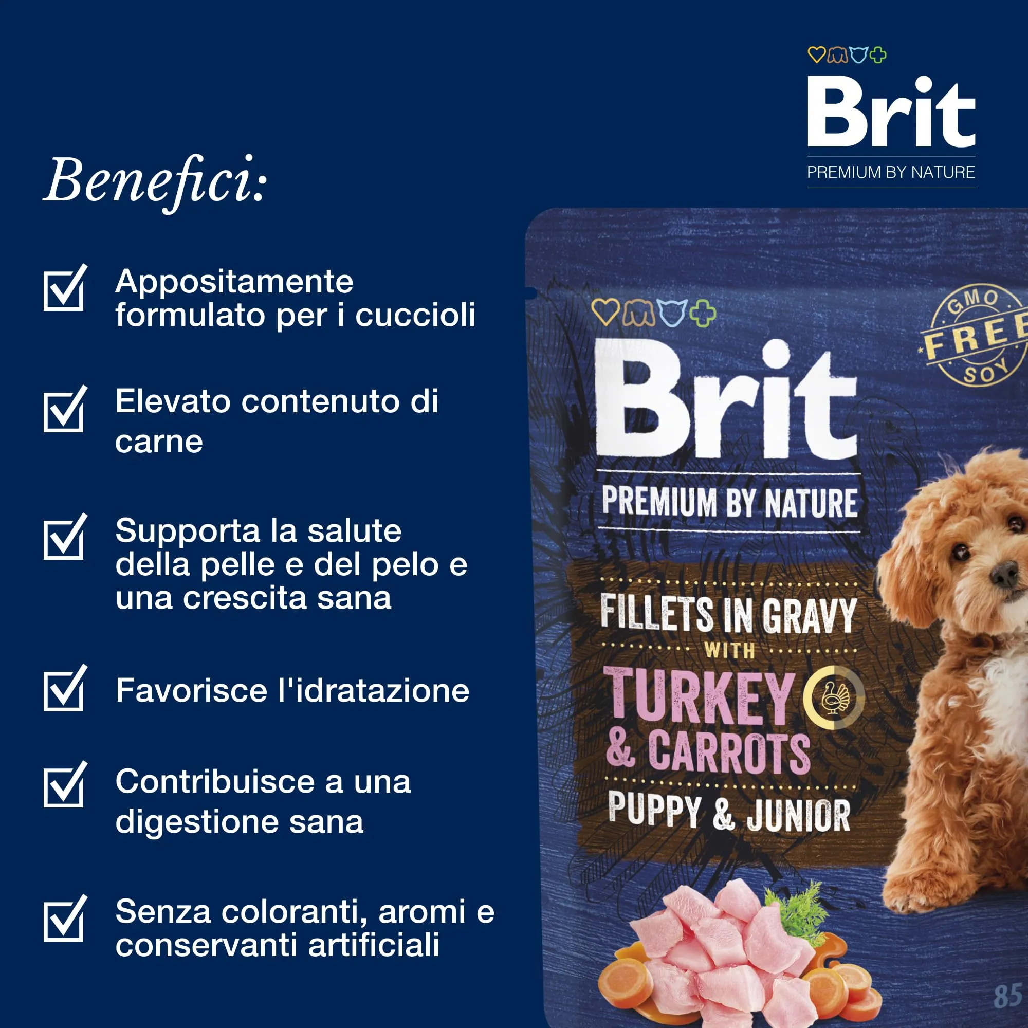 Brit Premium Cibo umido per Cuccioli, Filetti di Tacchino e Carote, 24x85 g - immagine 3