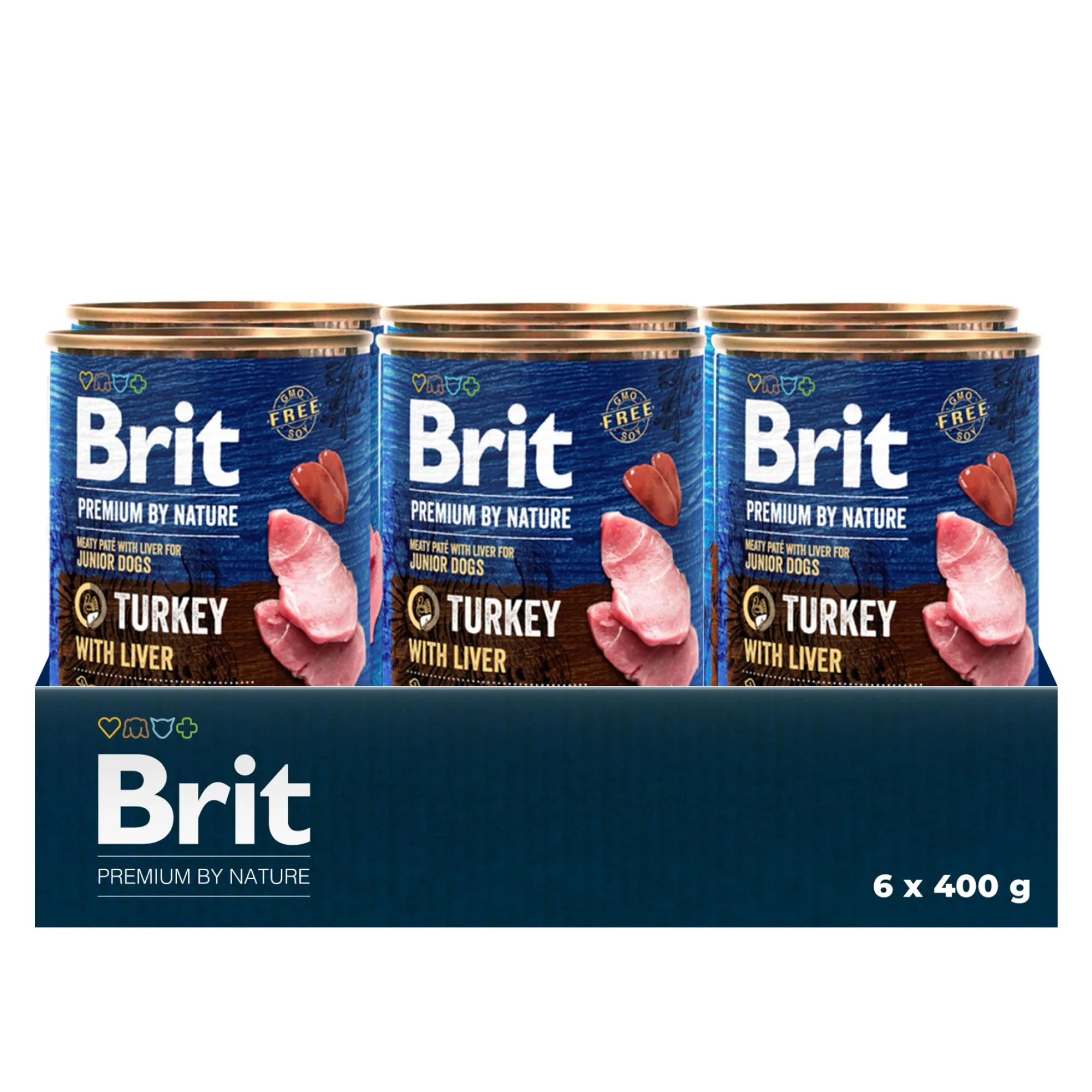 Brit Premium Cibo Umido per Cani, Tacchino con Fegato, 6 x 400 g - immagine 1