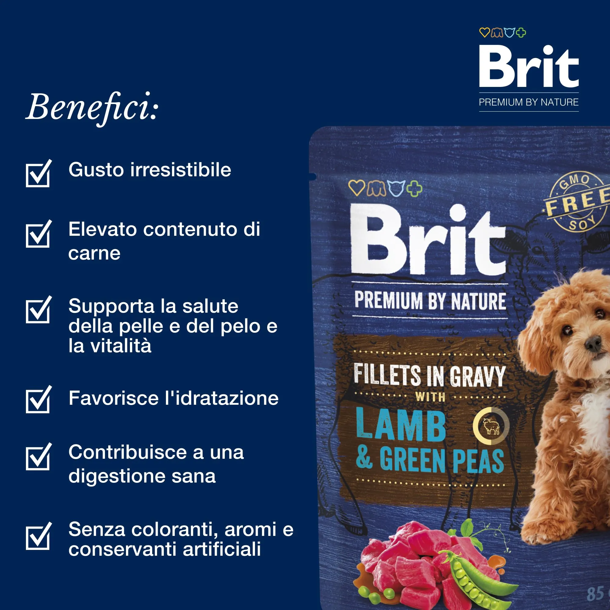 Brit Premium Cibo Umido per Cani, Filetti di Agnello e Piselli, 24 x 85 g - immagine 3