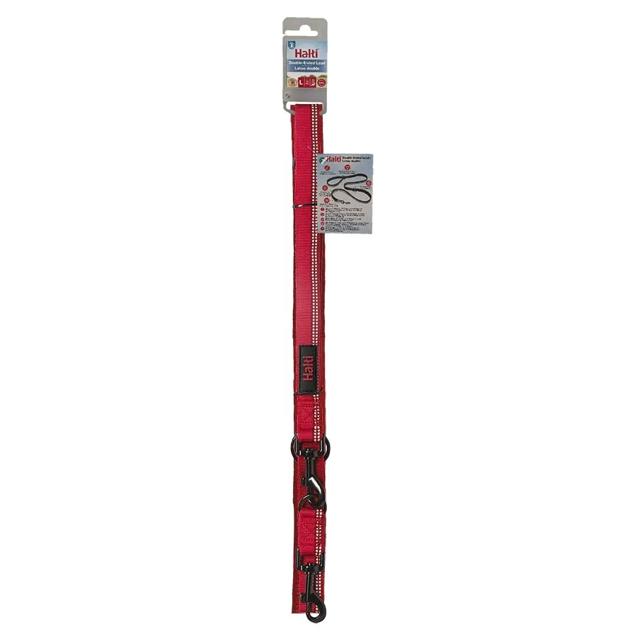 Guinzaglio a doppia estremità HALTI - guinzaglio da addestramento con imbottitura in neoprene, tessuto catarifrangente 3M e lunghezza regolabile. Ideale per cani medi e grandi (taglia L, rosso) - immagine 2