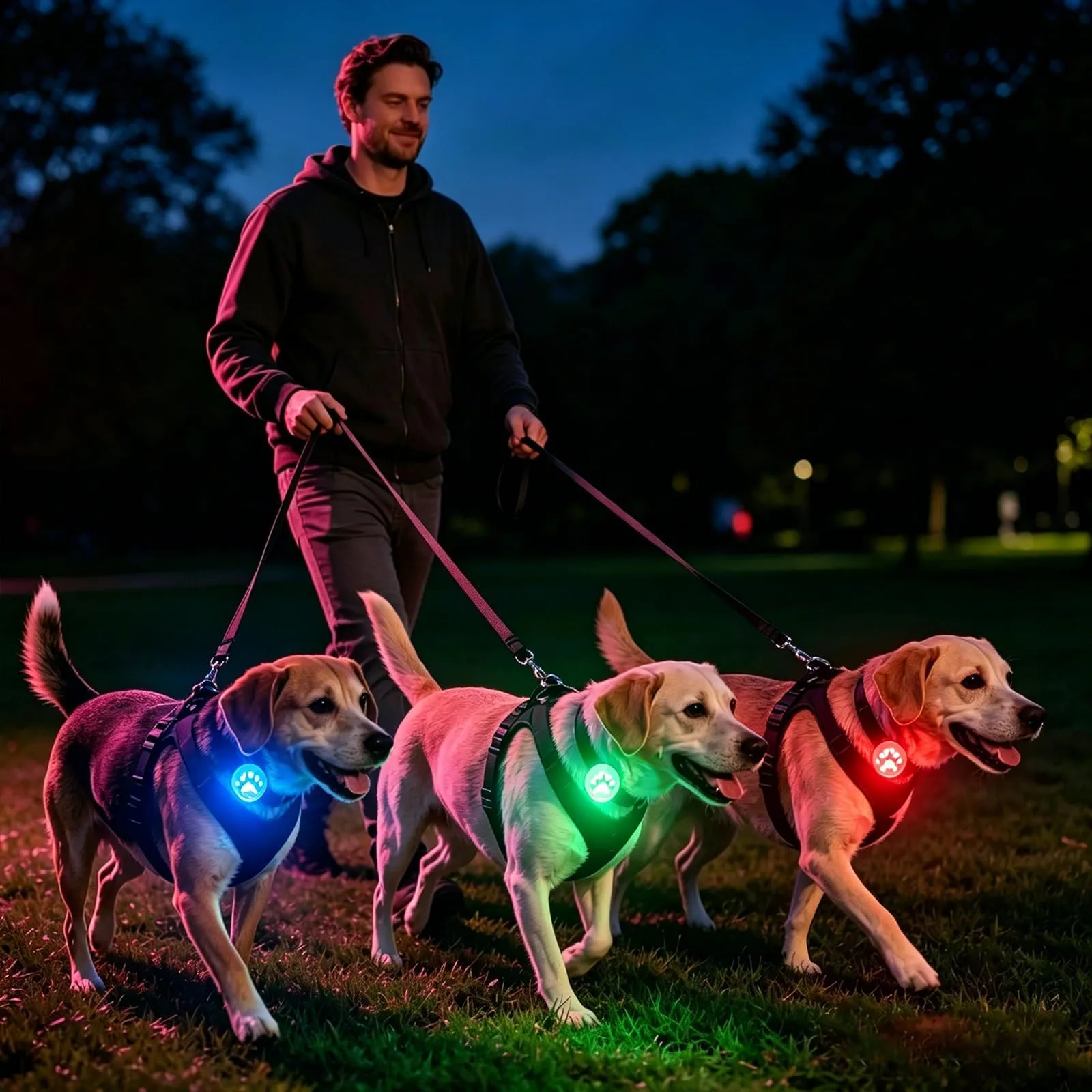 iPobie 5 pz Ciondolo Luminoso Cane, Collare di Sicurezza per Cane in Silicone LED Pendente Luminoso Lampeggiante per Corridori Passeggiate Notturne - immagine 8