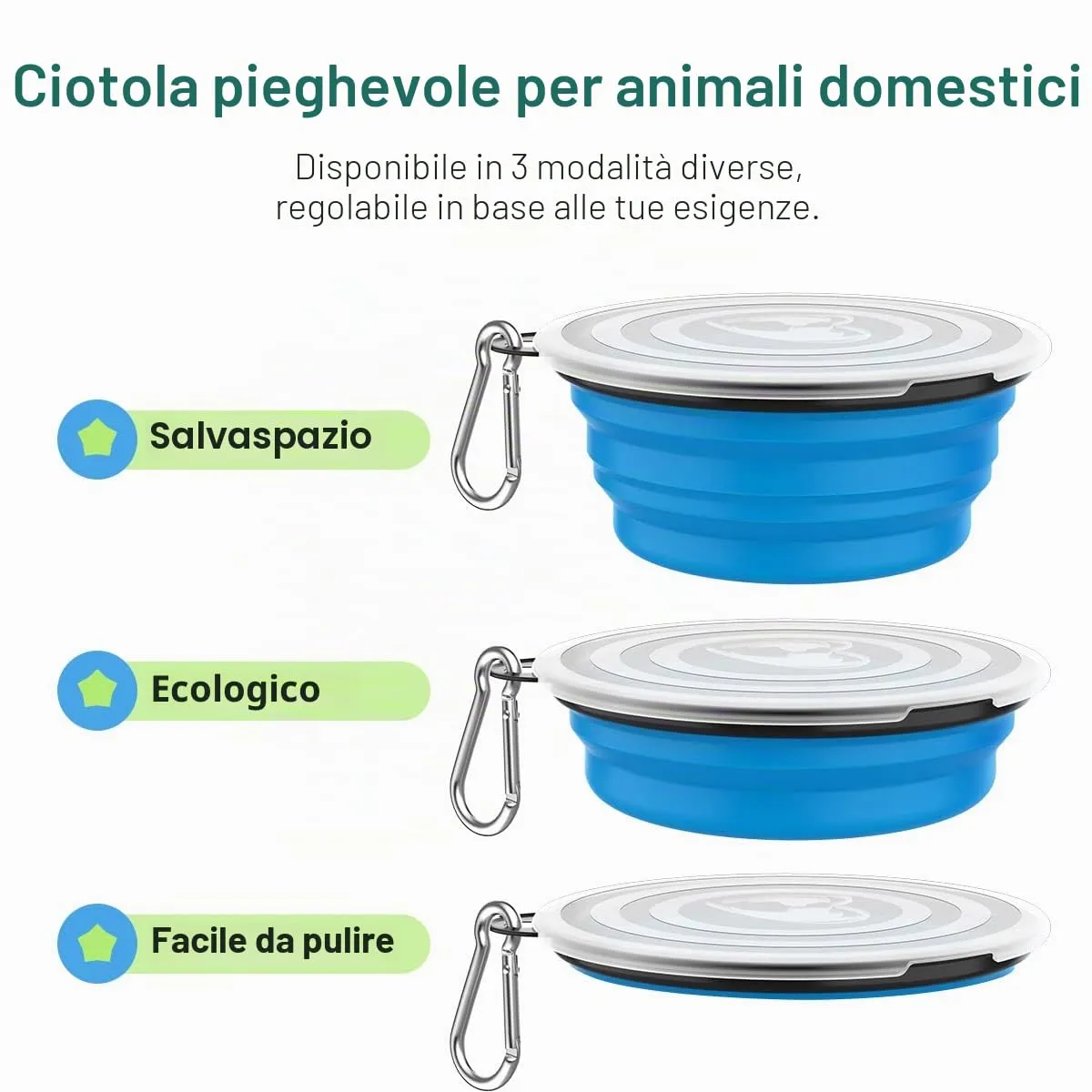 Pawaboo Set da 2 ciotole da viaggio pieghevoli per cani con coperchio - immagine 6