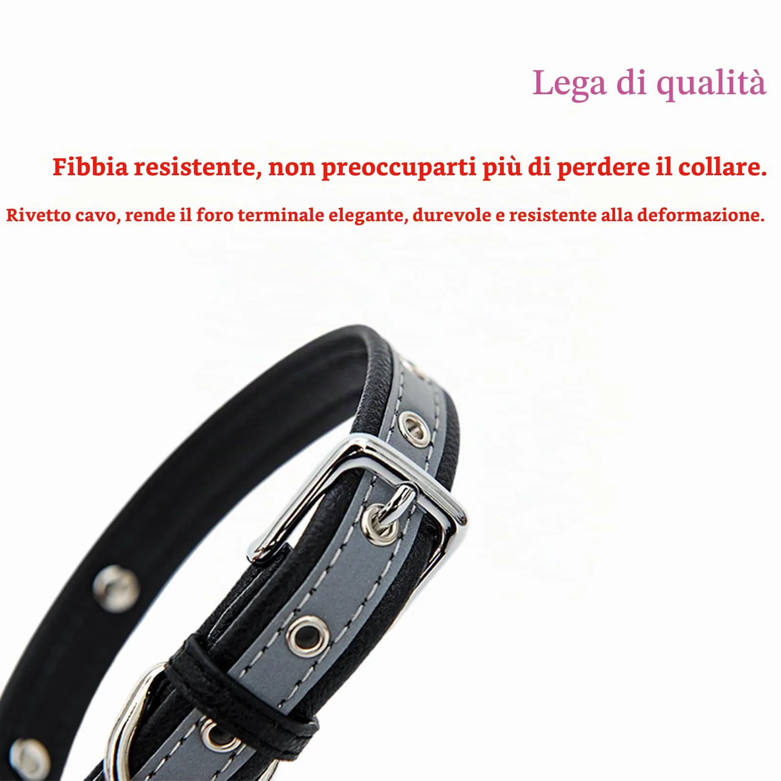 Yonsbox Collare Riflettente Personalizzato per Cani e Gatti, Collare in Microfibra Leggero e Durevole con Targhetta in Metallo Silenziosa, Sicurezza Notturna, Taglie XS-XXL - immagine 2