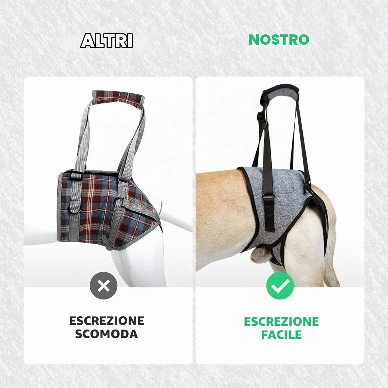 Pettorina Morbida Regolabile per Cani Disabili Feriti Artritici, Imbracatura Zampe Posteriori per Cani di Piccola Taglia Media Grande (S) - immagine 3