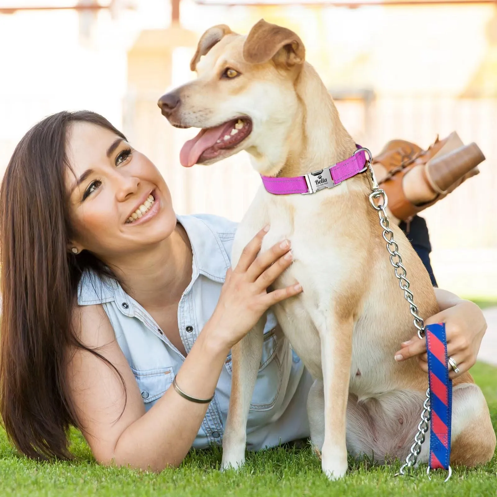 Collare Cane Personalizzato - Collare Gatto Riflettente Con Nome E Numero di Telefono inciso, Collari per Animali in Nylon Con Sgancio Rapido E Fibbia in Metallo - immagine 2