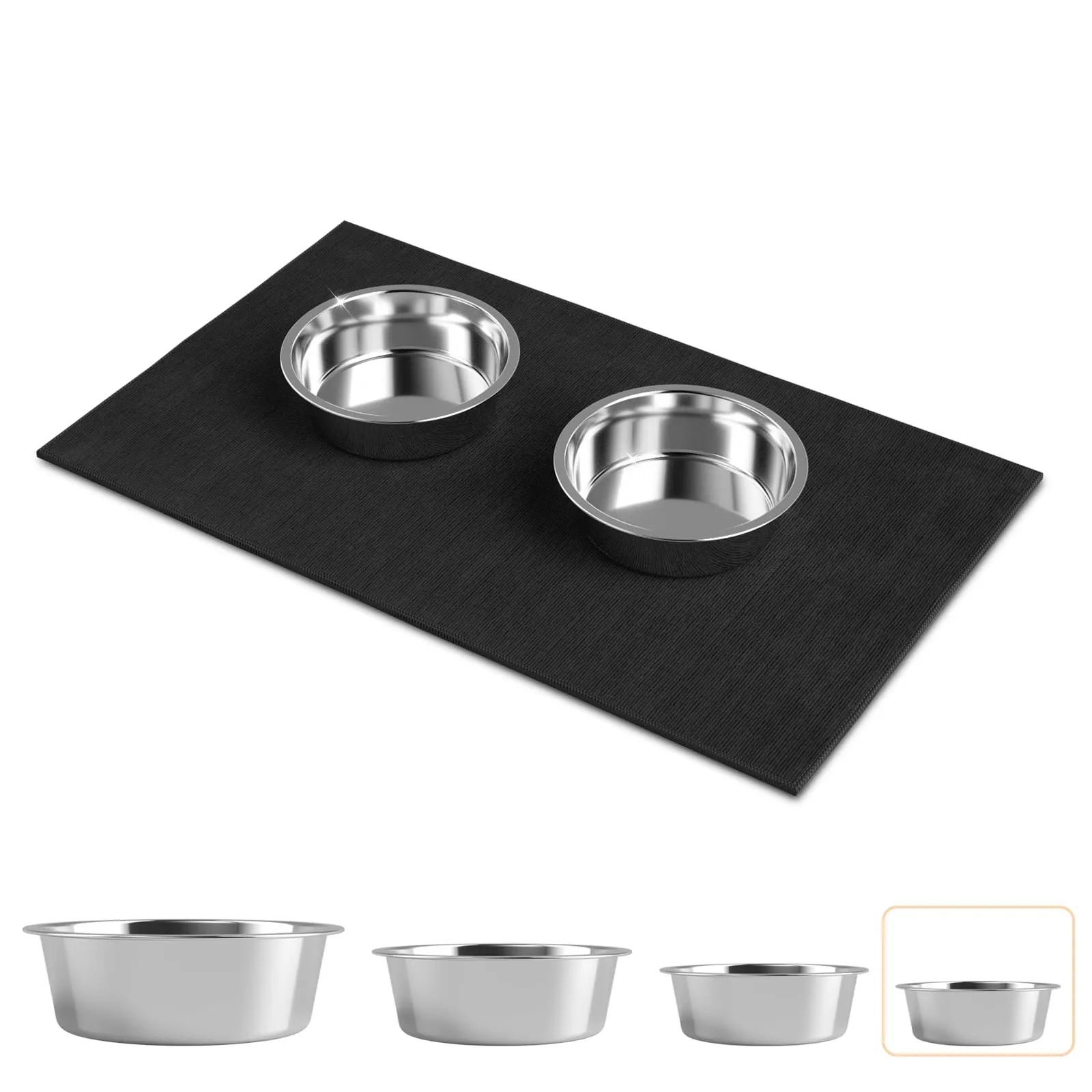 Ciotola per cani in acciaio inox con tappetino - Fondo in gomma EVA antiscivolo, ciotola per cibo e acqua per cani e gatti - Lavabile in lavastoviglie - immagine 1