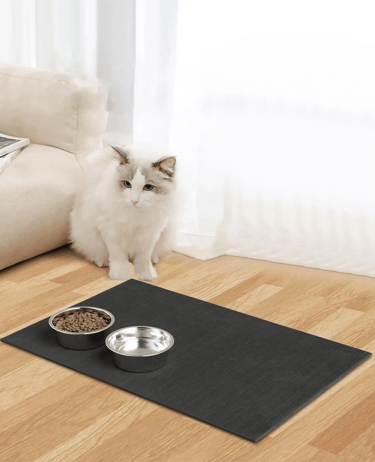 Ciotola per cani in acciaio inox con tappetino - Fondo in gomma EVA antiscivolo, ciotola per cibo e acqua per cani e gatti - Lavabile in lavastoviglie - immagine 7