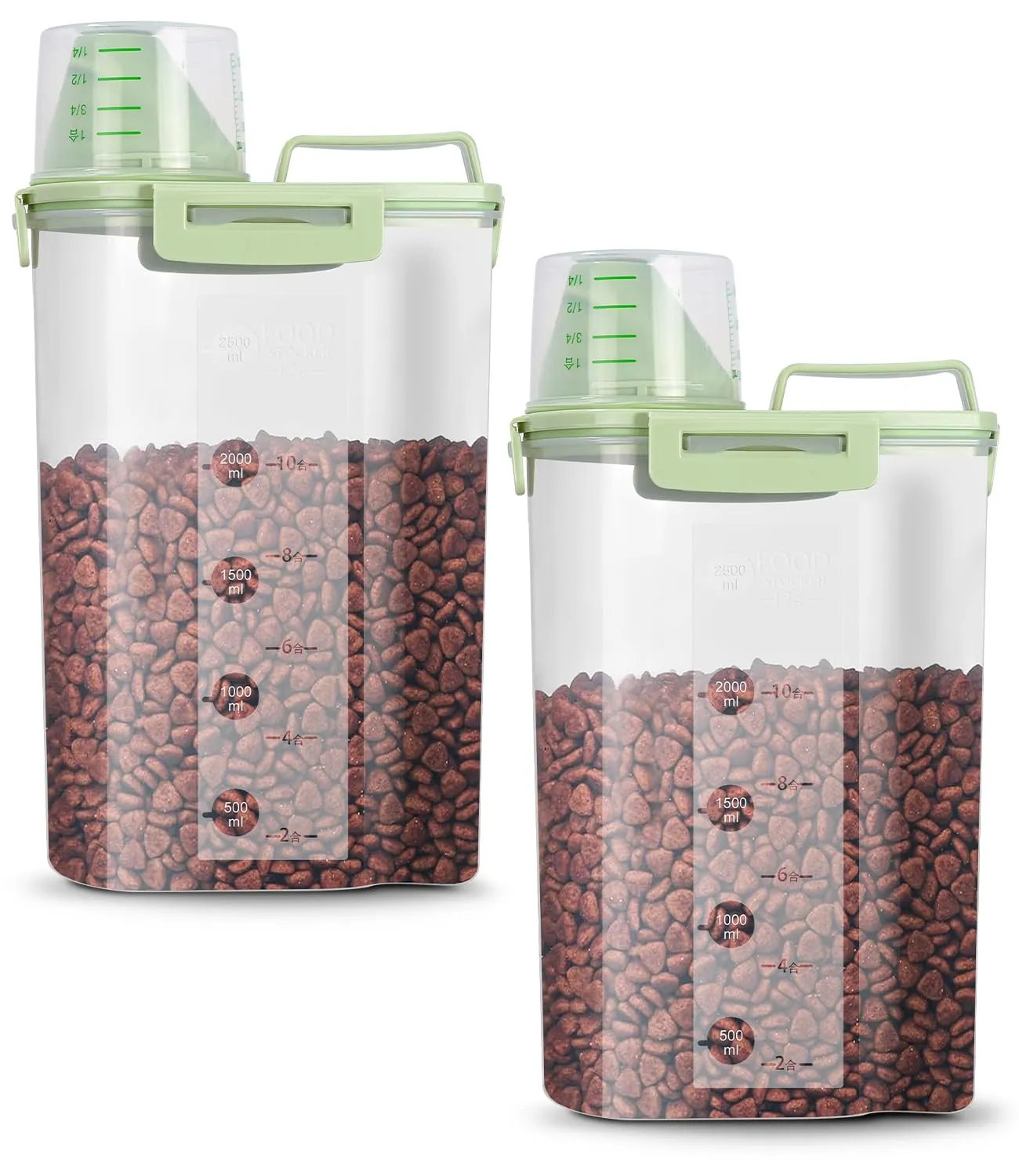 jutyum 2Pcs Contenitore Crocchette Cane 3L, Contenitori per Alimenti, Barattoli Cucina, Dispenser Detersivo Lavatrice, Organizer Cucina, Trasparente Contenitore Crocchette Gatto con Misurino - immagine 1