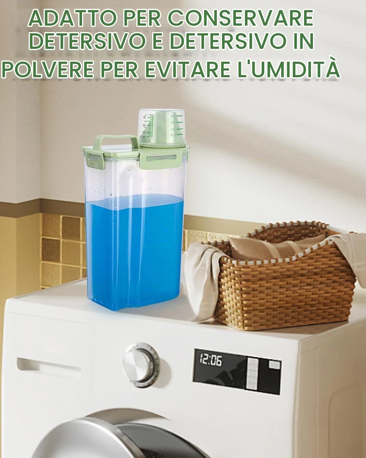 jutyum 2Pcs Contenitore Crocchette Cane 3L, Contenitori per Alimenti, Barattoli Cucina, Dispenser Detersivo Lavatrice, Organizer Cucina, Trasparente Contenitore Crocchette Gatto con Misurino - immagine 7