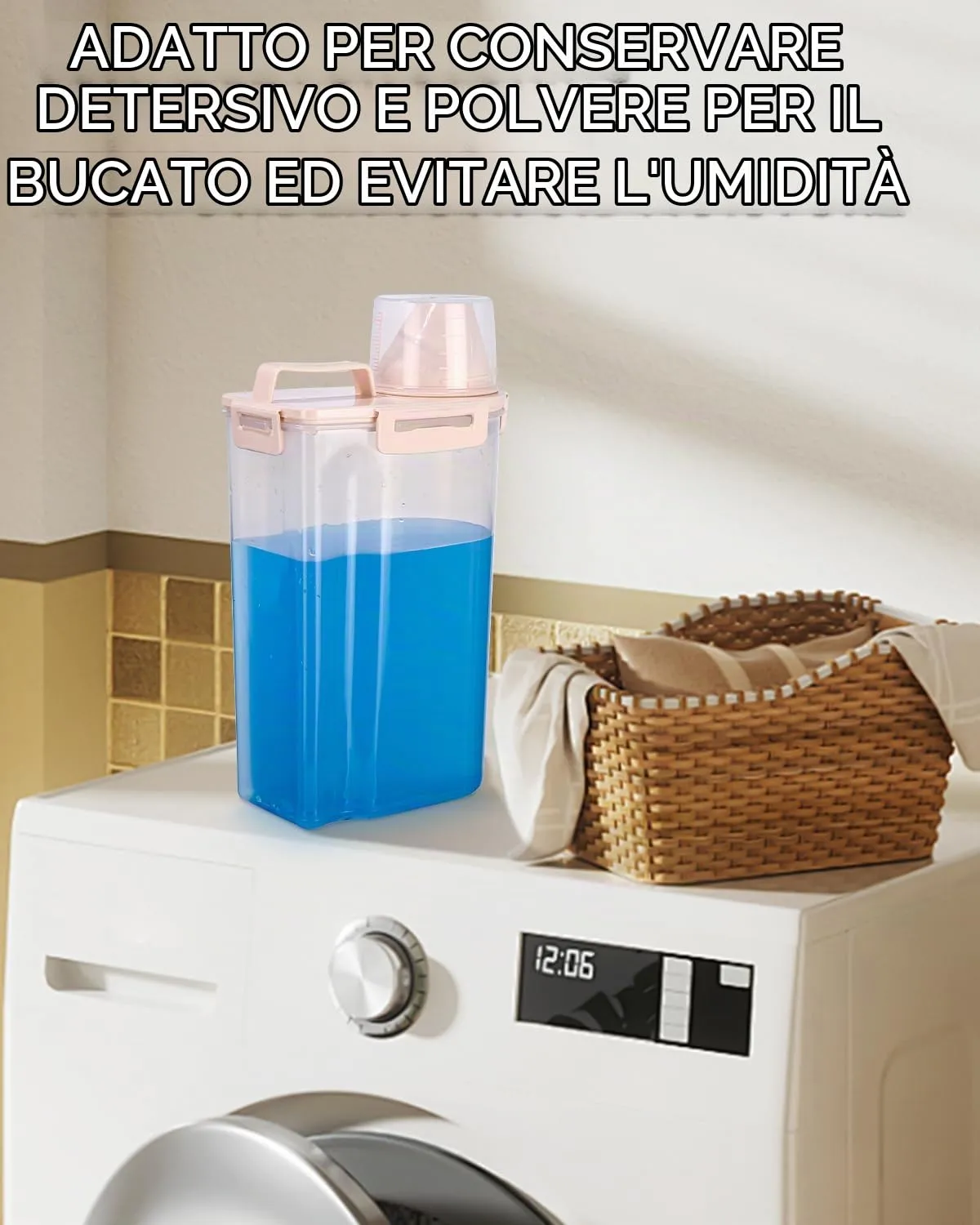 jutyum 2Pcs Contenitore Crocchette Cane 3L, Contenitori per Alimenti, Barattoli Cucina, Dispenser Detersivo Lavatrice, Organizer Cucina, Trasparente Contenitore Crocchette Gatto con Misurino - immagine 7