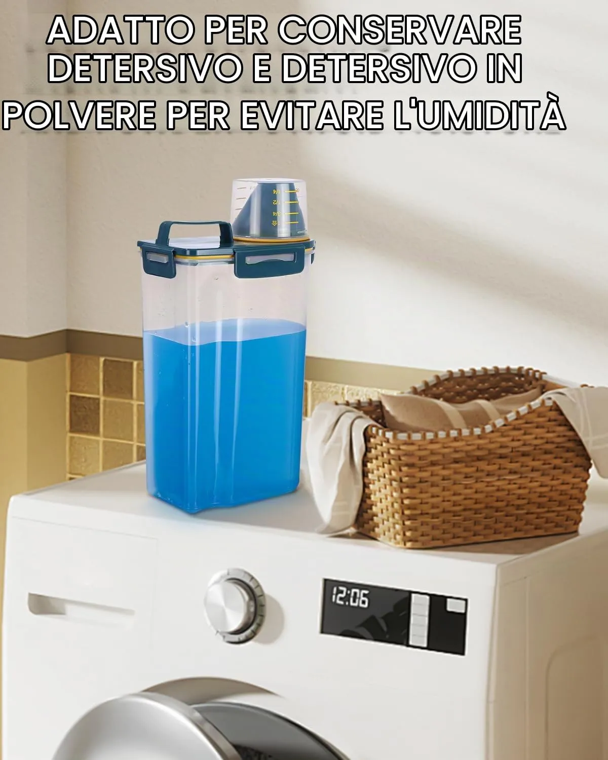 jutyum 2Pcs Contenitore Crocchette Cane 3L, Contenitori per Alimenti, Barattoli Cucina, Dispenser Detersivo Lavatrice, Organizer Cucina, Trasparente Contenitore Crocchette Gatto con Misurino - immagine 7