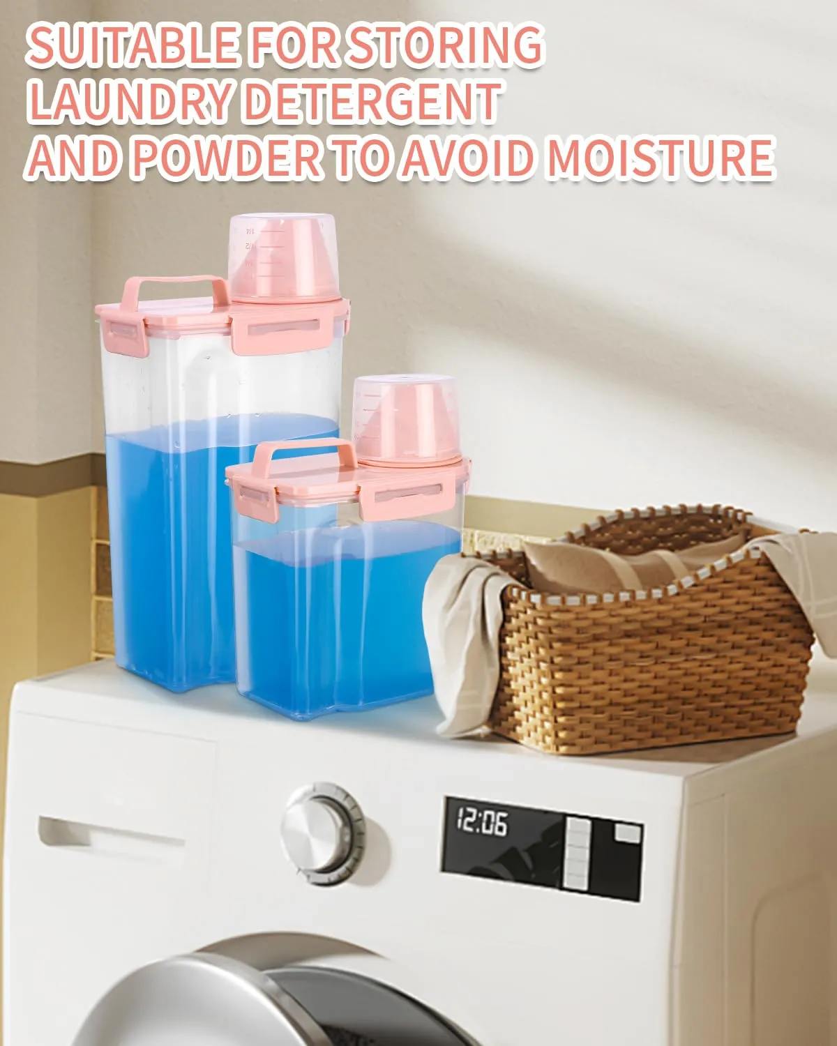 jutyum 2Pcs Contenitore Crocchette Cane 3+1.7L, Contenitori per Alimenti, Barattoli Cucina, Dispenser Detersivo Lavatrice, Organizer Cucina, Trasparente Contenitore Crocchette Gatto con Misurino - immagine 7