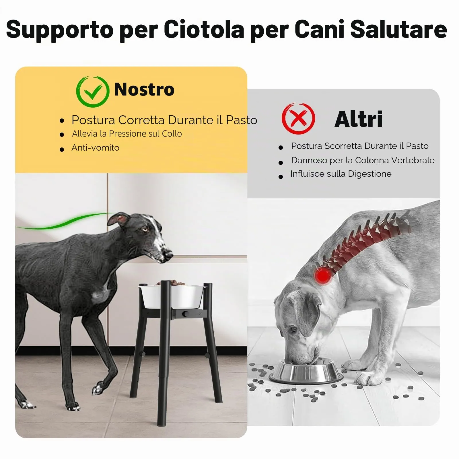 ADENGL Supporto rialzato per ciotole per cani di taglia media e grande, ciotola per cibo e acqua per animali domestici, supporto per ciotola per cibo per cani alto, regolabile in larghezza 17,8-27,2 - immagine 2