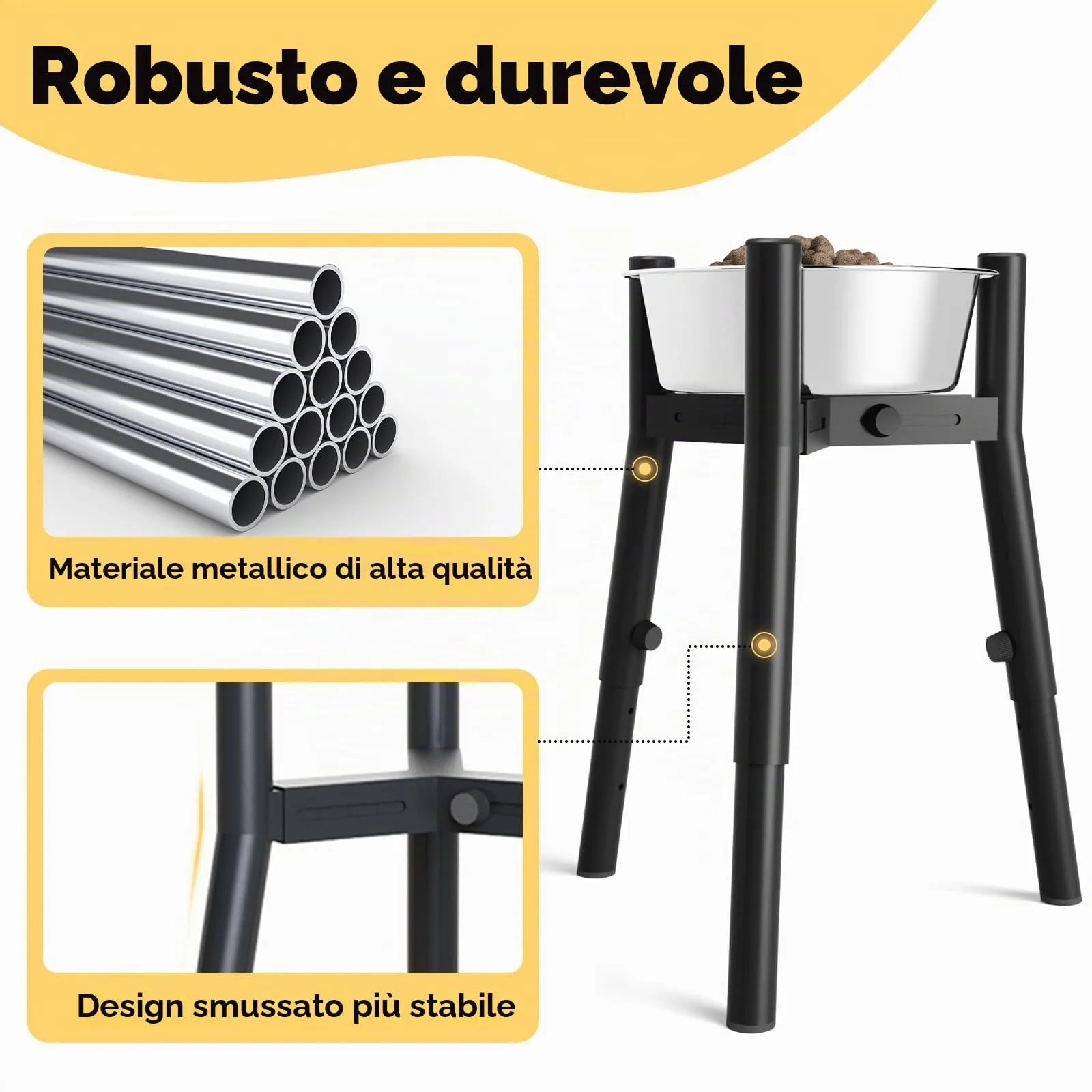 ADENGL Supporto rialzato per ciotole per cani di taglia media e grande, ciotola per cibo e acqua per animali domestici, supporto per ciotola per cibo per cani alto, regolabile in larghezza 17,8-27,2 - immagine 3