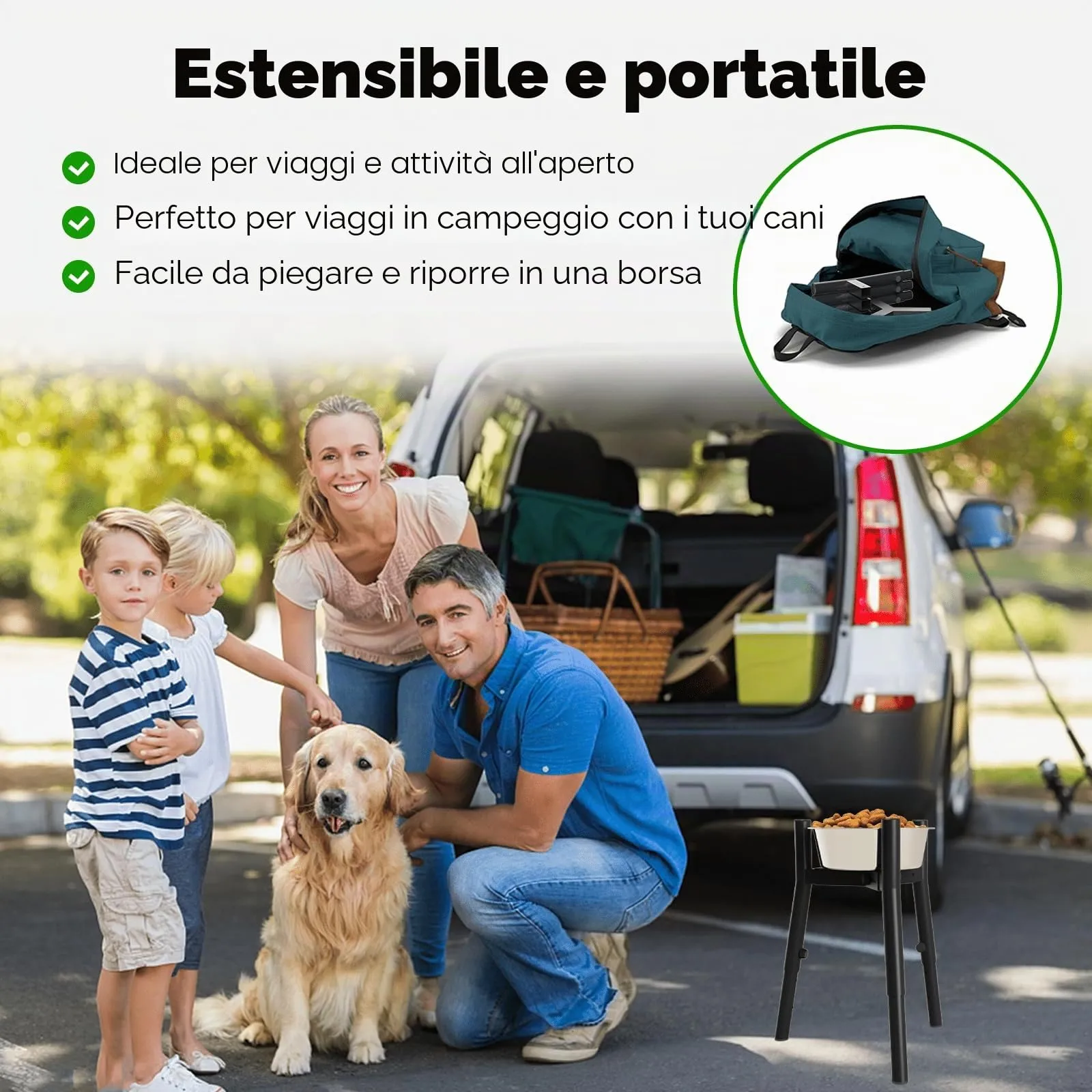 ADENGL Supporto rialzato per ciotole per cani di taglia media e grande, ciotola per cibo e acqua per animali domestici, supporto per ciotola per cibo per cani alto, regolabile in larghezza 17,8-27,2 - immagine 6