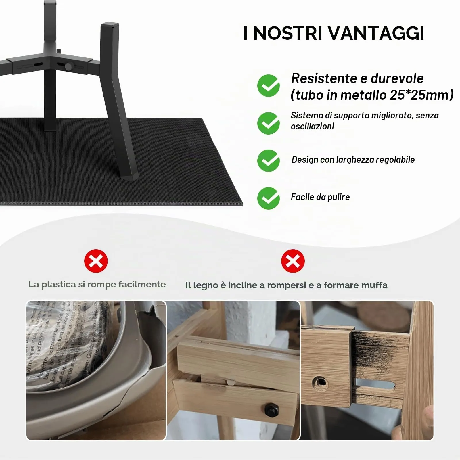 Supporto rialzato per ciotole per cani di medie e grandi dimensioni con tappetino, larghezza regolabile da 17,3 a 27 cm, supporto rialzato forte per cibo per cani (ciotola non inclusa) - immagine 4