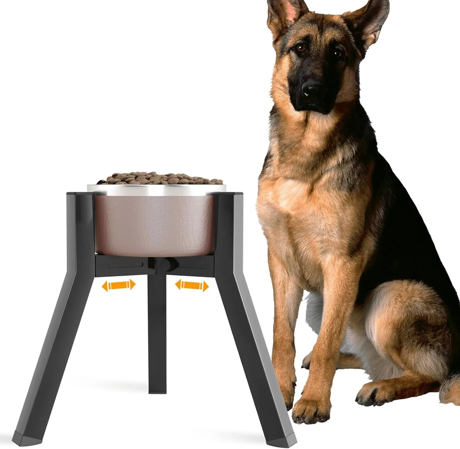 ADENGL Supporto per cani di taglia media, larghezza regolabile rialzata, per ciotole larghe da 7 a 10,6 pollici, supporto singolo ciotola - immagine 1