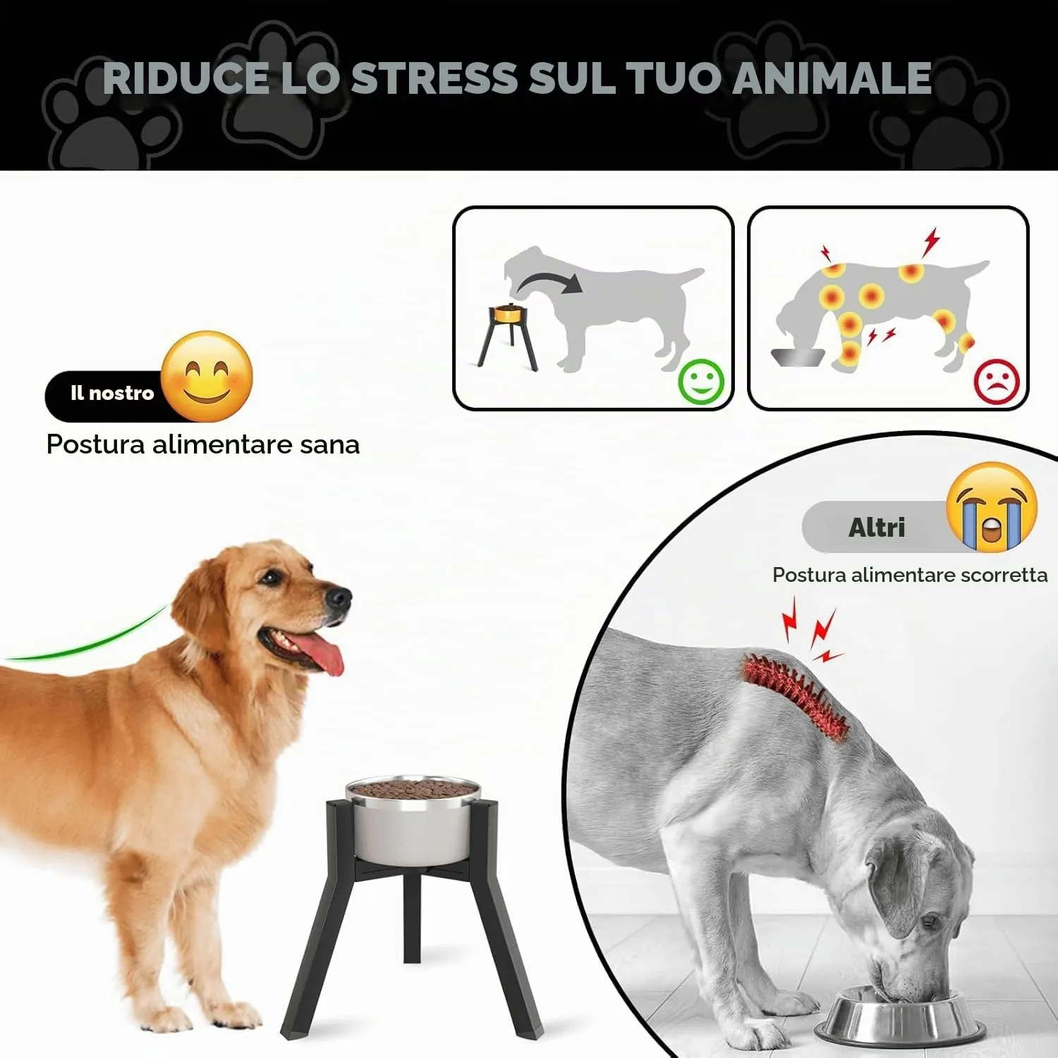 ADENGL Supporto per cani di taglia media, larghezza regolabile rialzata, per ciotole larghe da 7 a 10,6 pollici, supporto singolo ciotola - immagine 2