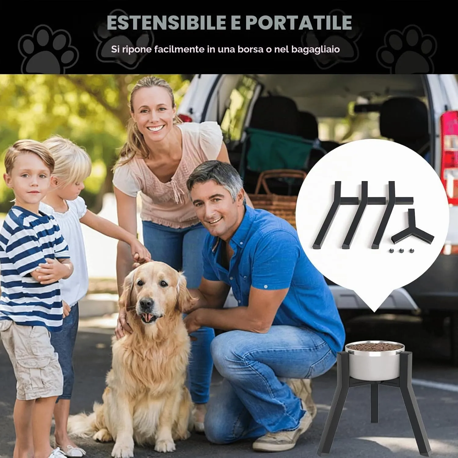 ADENGL Supporto per cani di taglia media, larghezza regolabile rialzata, per ciotole larghe da 7 a 10,6 pollici, supporto singolo ciotola - immagine 6