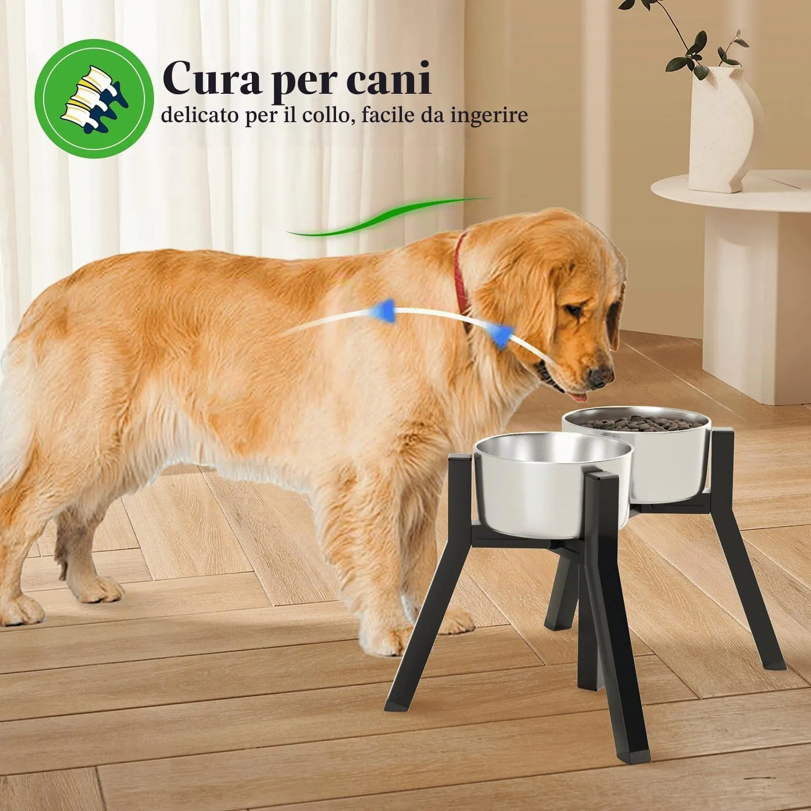 ADENGL Supporto per ciotole per cani di taglia media e grande, ciotole sollevate, larghezza regolabile per ciotole per cani da 18 a 27 cm di larghezza, ciotola sollevata per cibo e - immagine 5