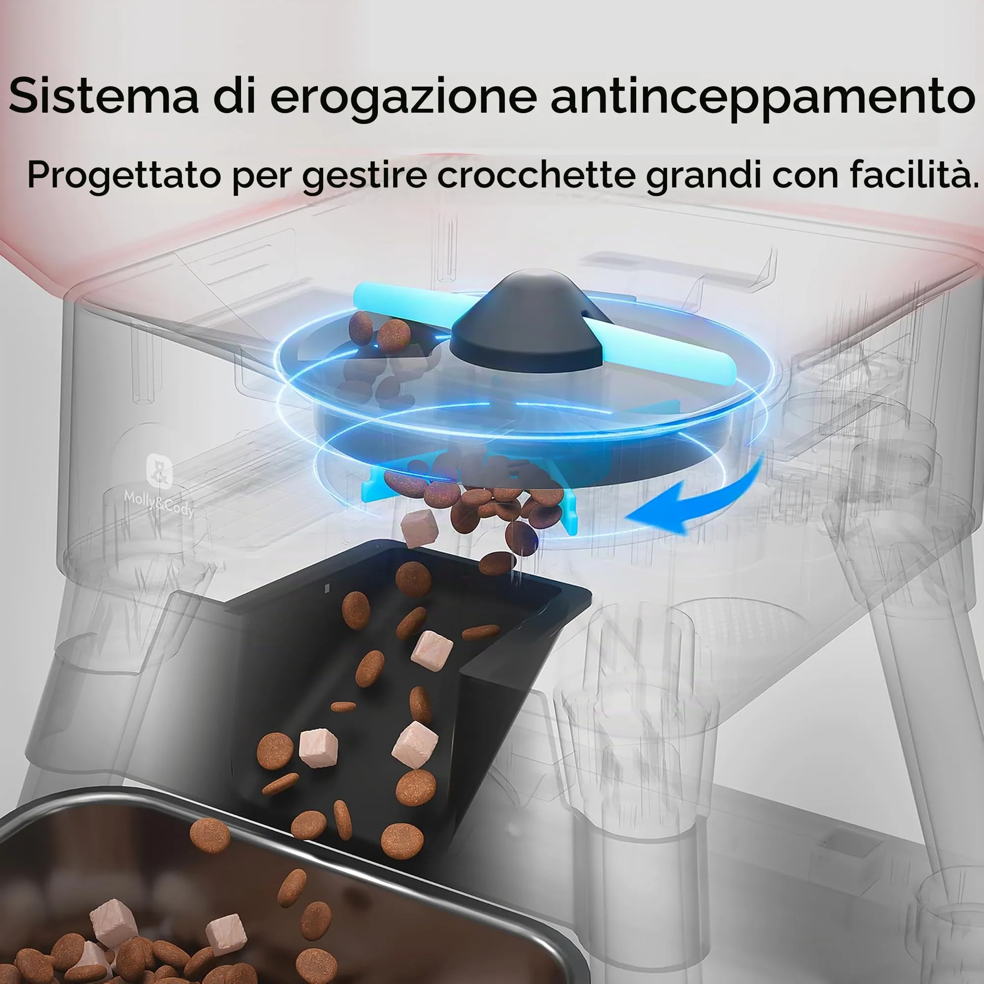 Mangiatoia automatica per cani da 14 l, per cani di taglia grande, capacità extra, anti-blocco, distributore automatico di cibo per cani, doppia alimentazione, ciotola in acciaio inox - immagine 3